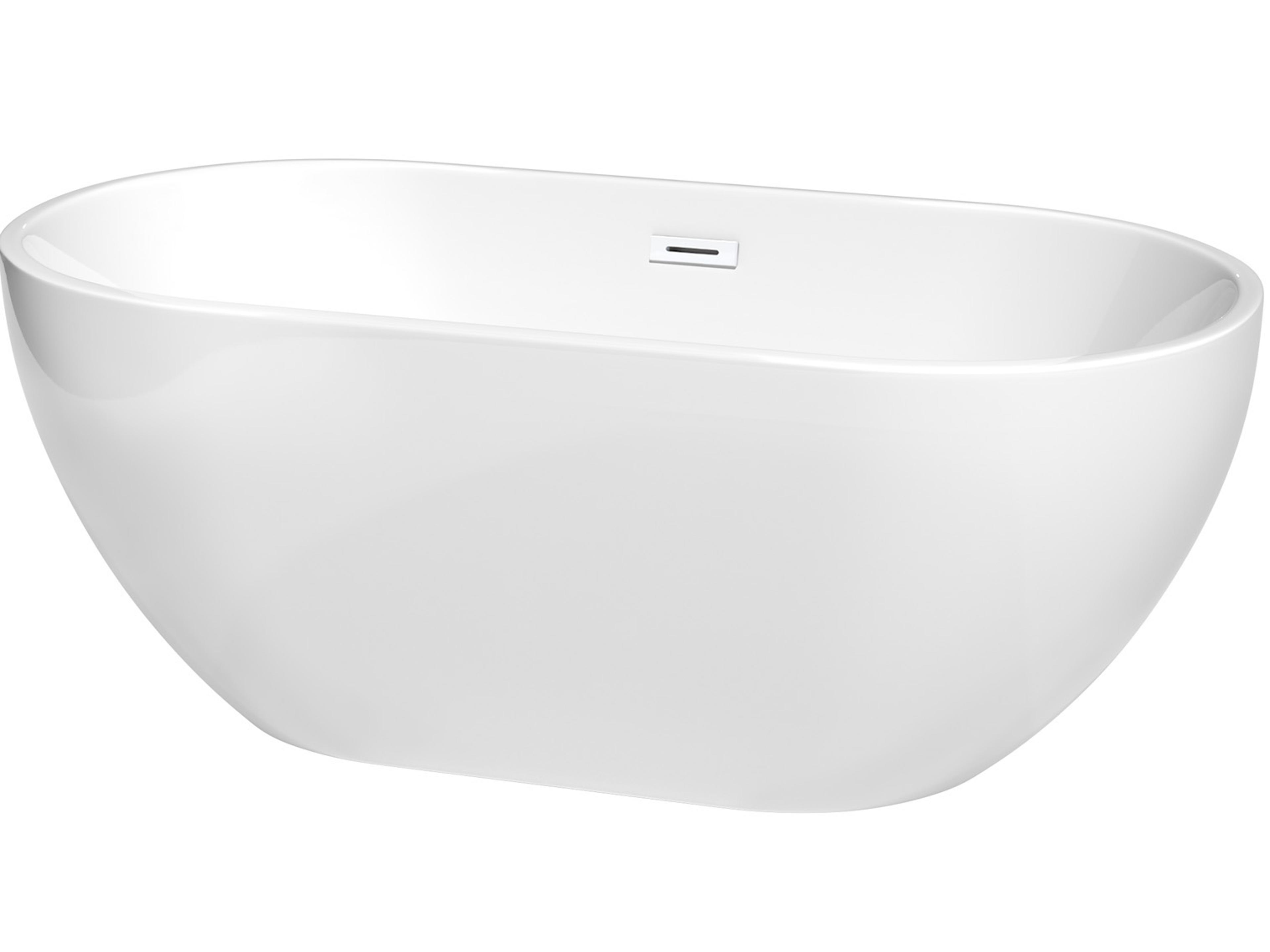 Wyndham Collection Brooklyn White Bathtub with Drain and Overflow
