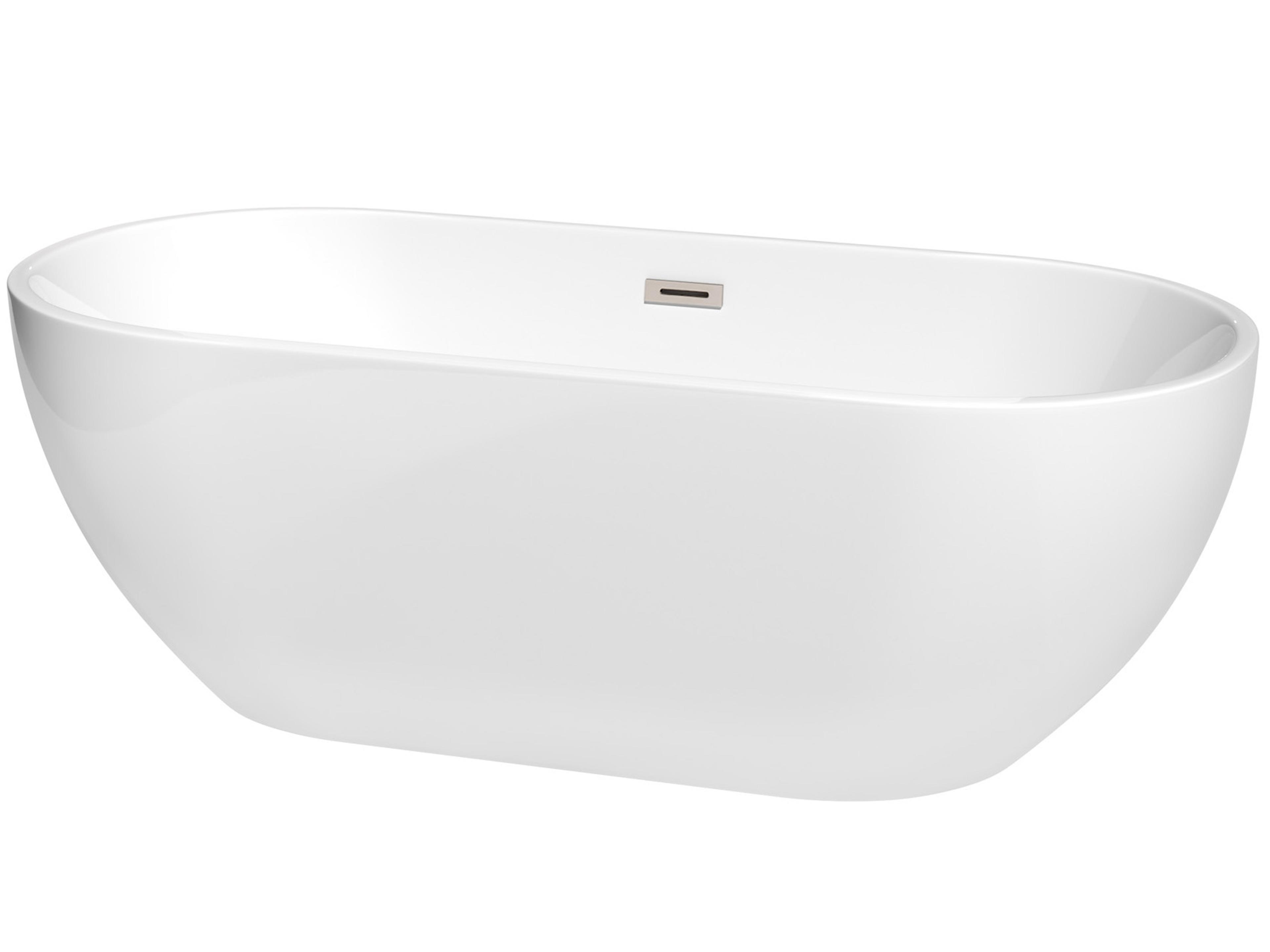 Wyndham Collection Brooklyn White Bathtub with Drain and Overflow