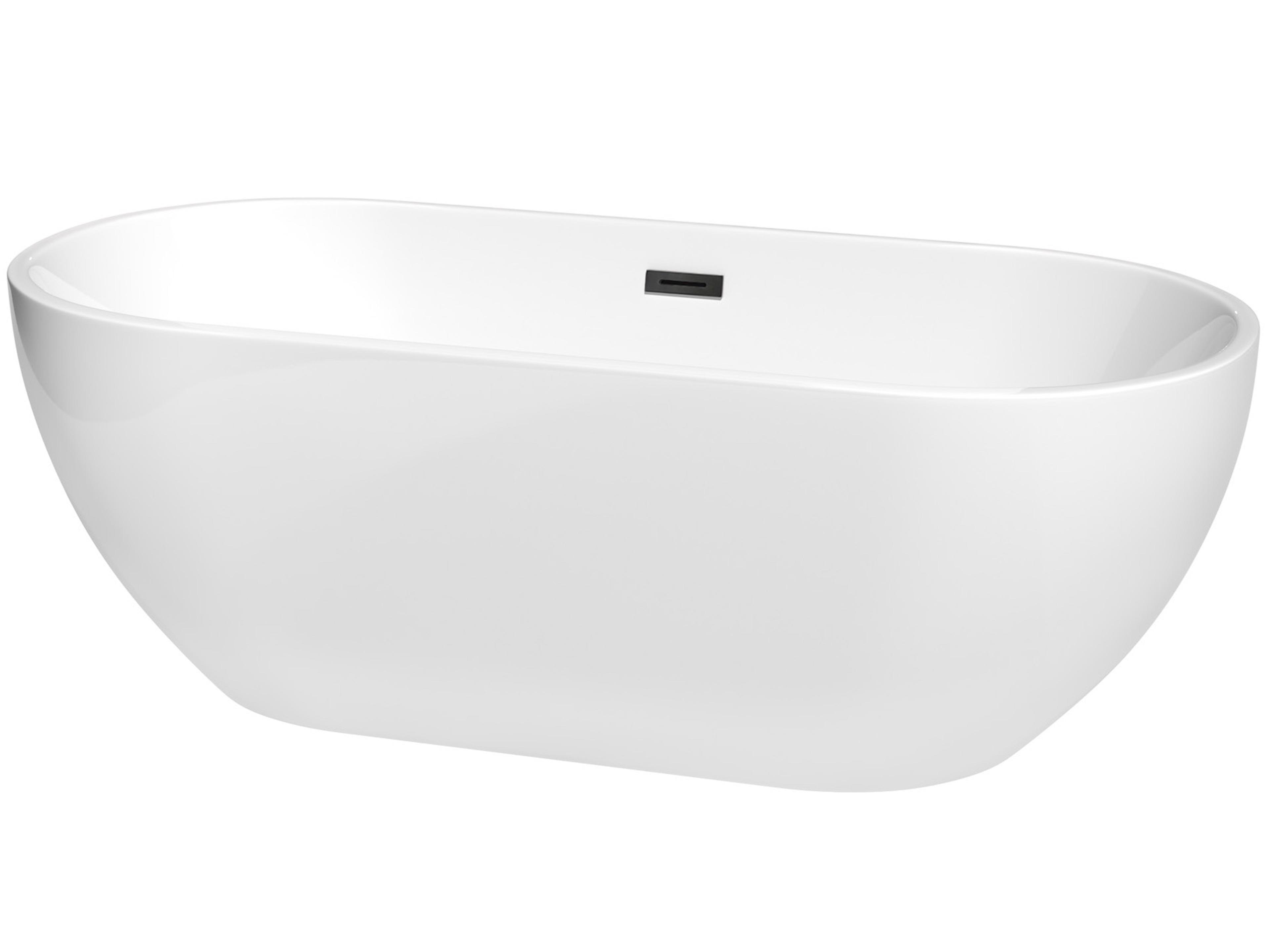 Wyndham Collection Brooklyn White Bathtub with Drain and Overflow