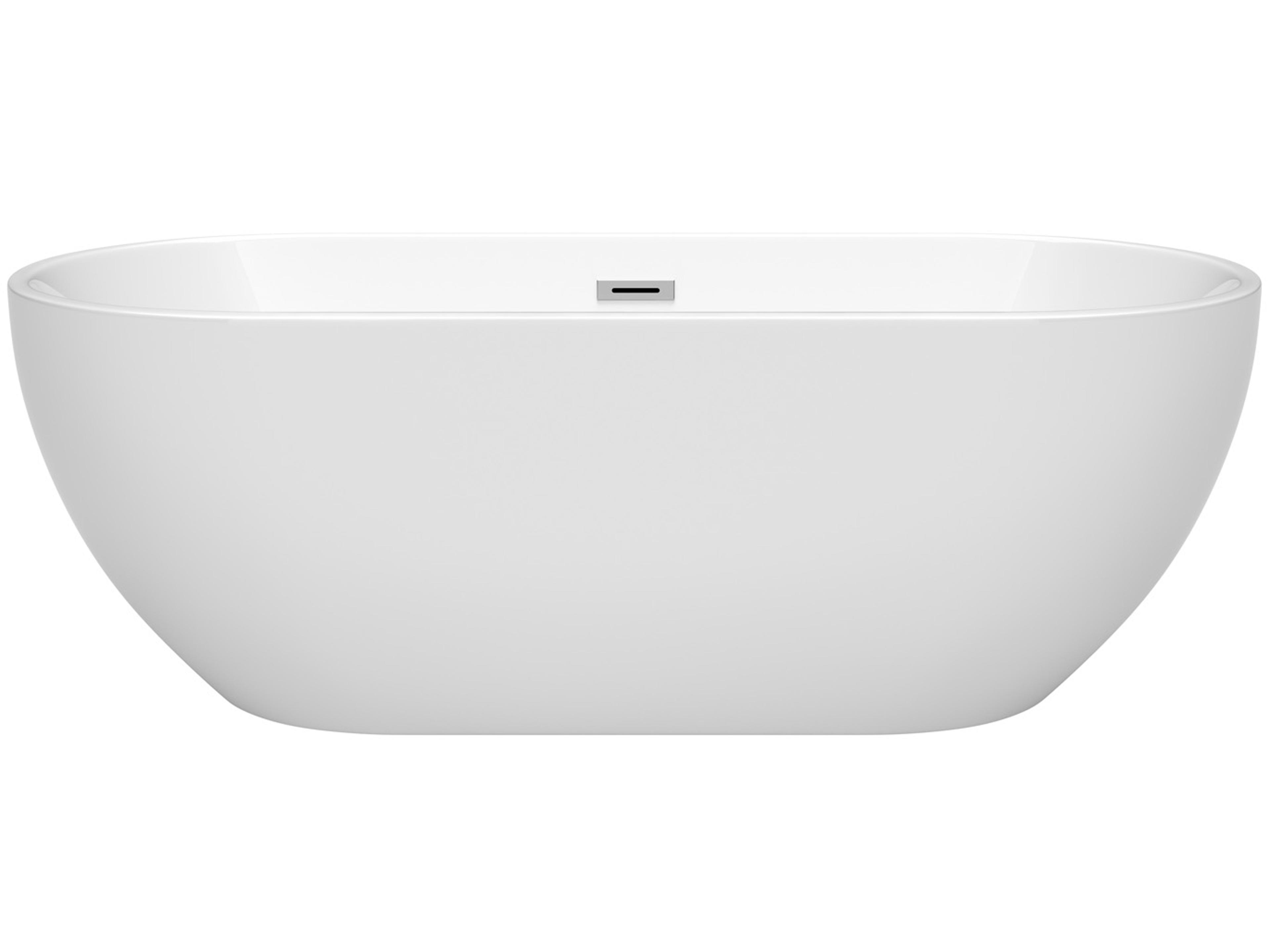 Wyndham Collection Brooklyn White Bathtub with Drain and Overflow