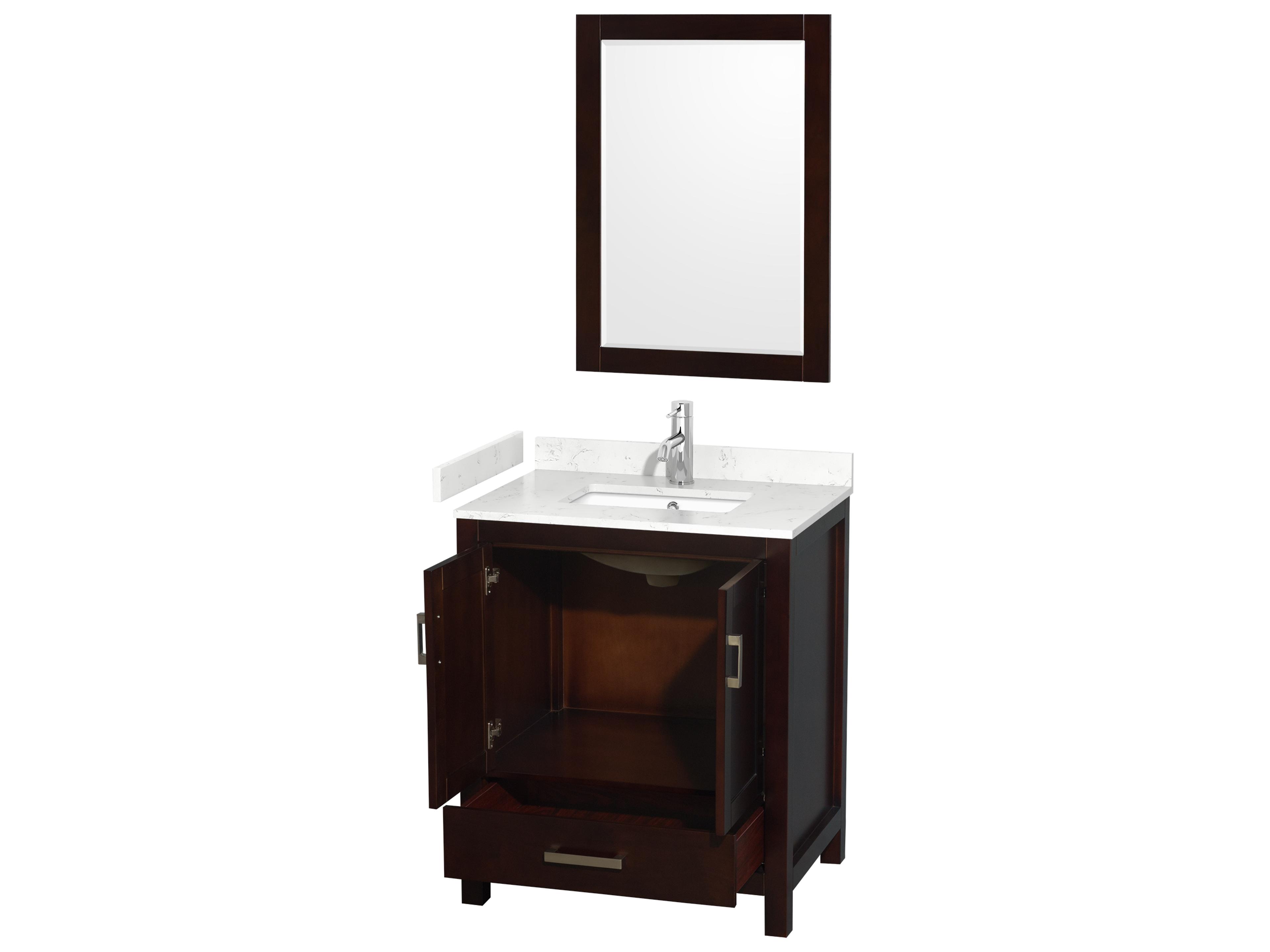 Wyndham Collection Sheffield 30" Espresso Vanity with 24" Mirror