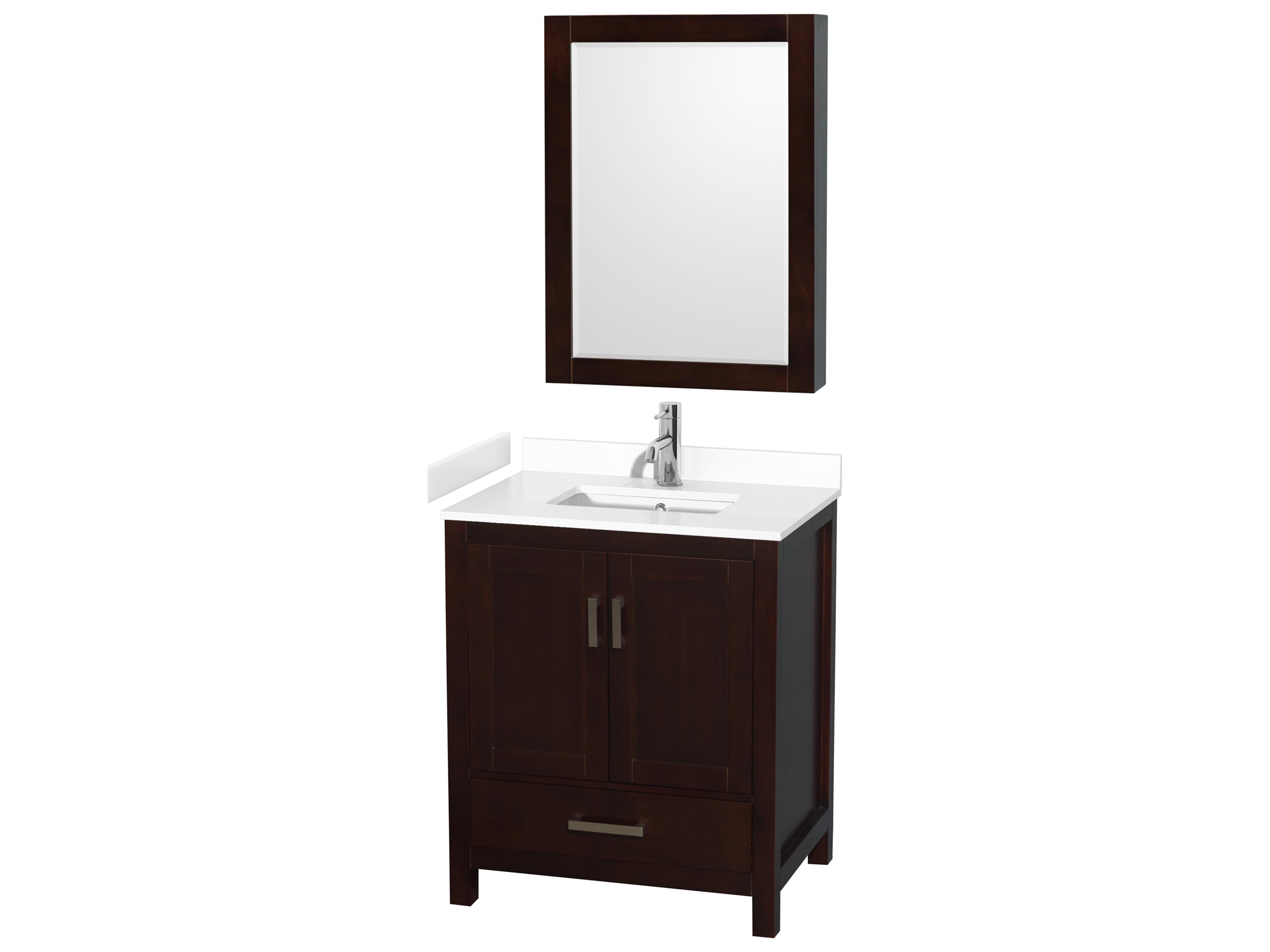 Wyndham Collection Sheffield 30" Espresso Vanity with Medicine Cabinet