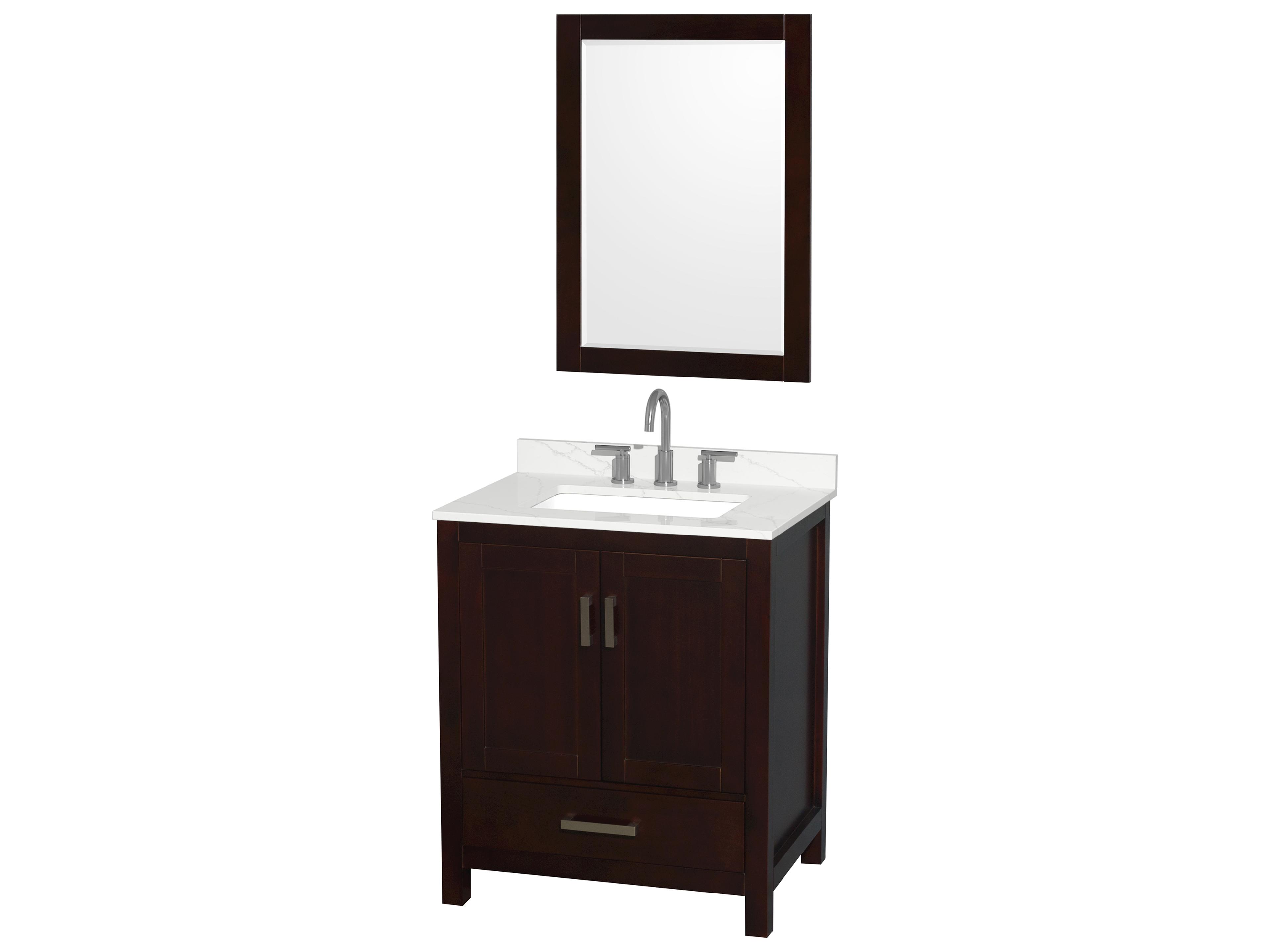 Wyndham Collection Sheffield 30" Espresso Vanity with 24" Mirror