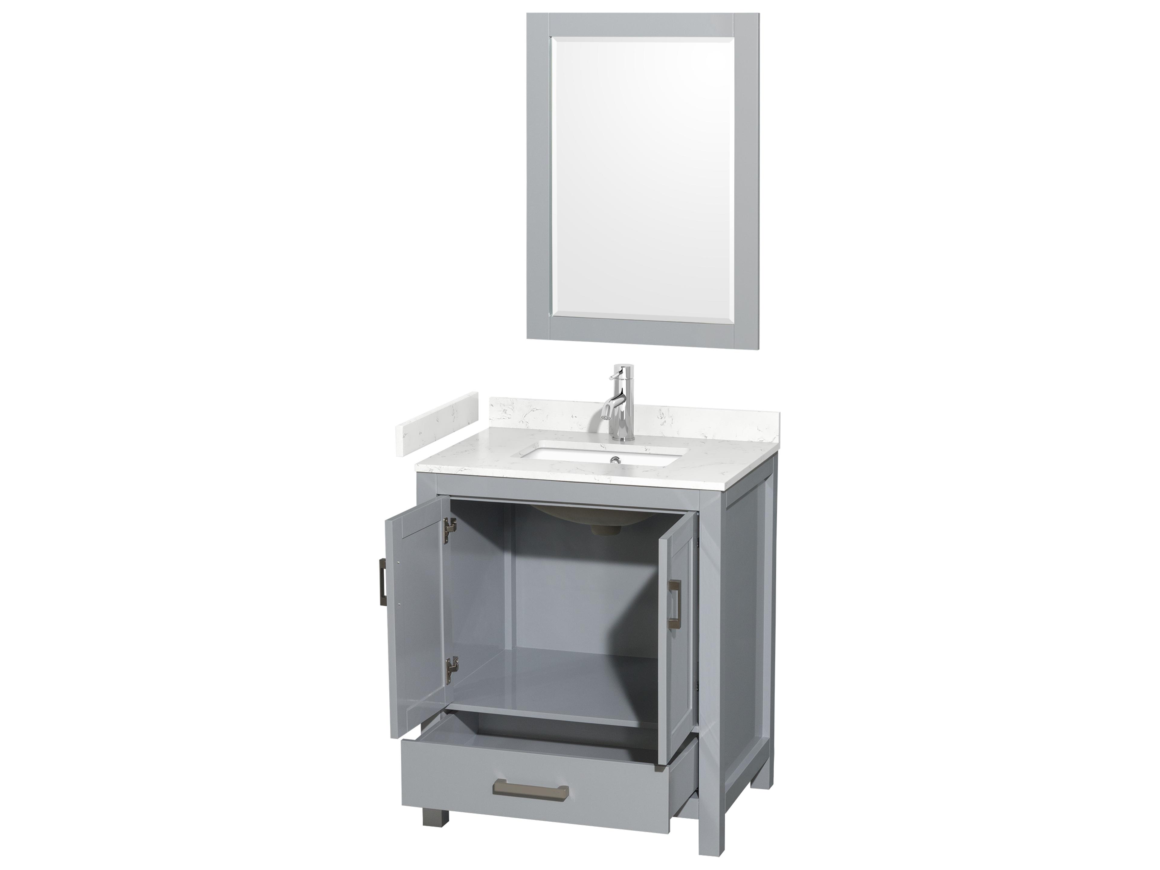 Wyndham Collection Sheffield 30" Gray Vanity with 24" Mirror