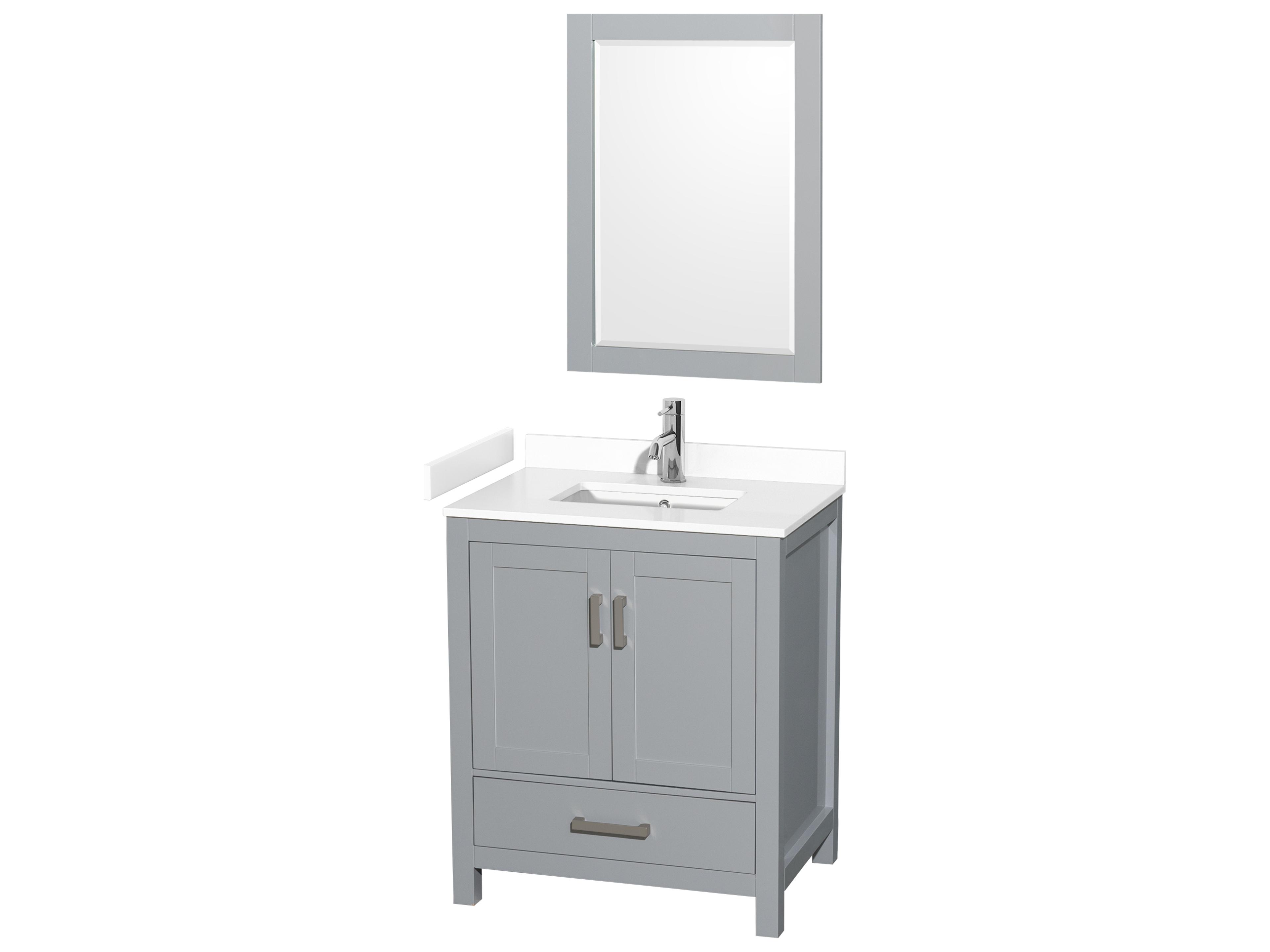Wyndham Collection Sheffield 30" Gray Vanity with 24" Mirror