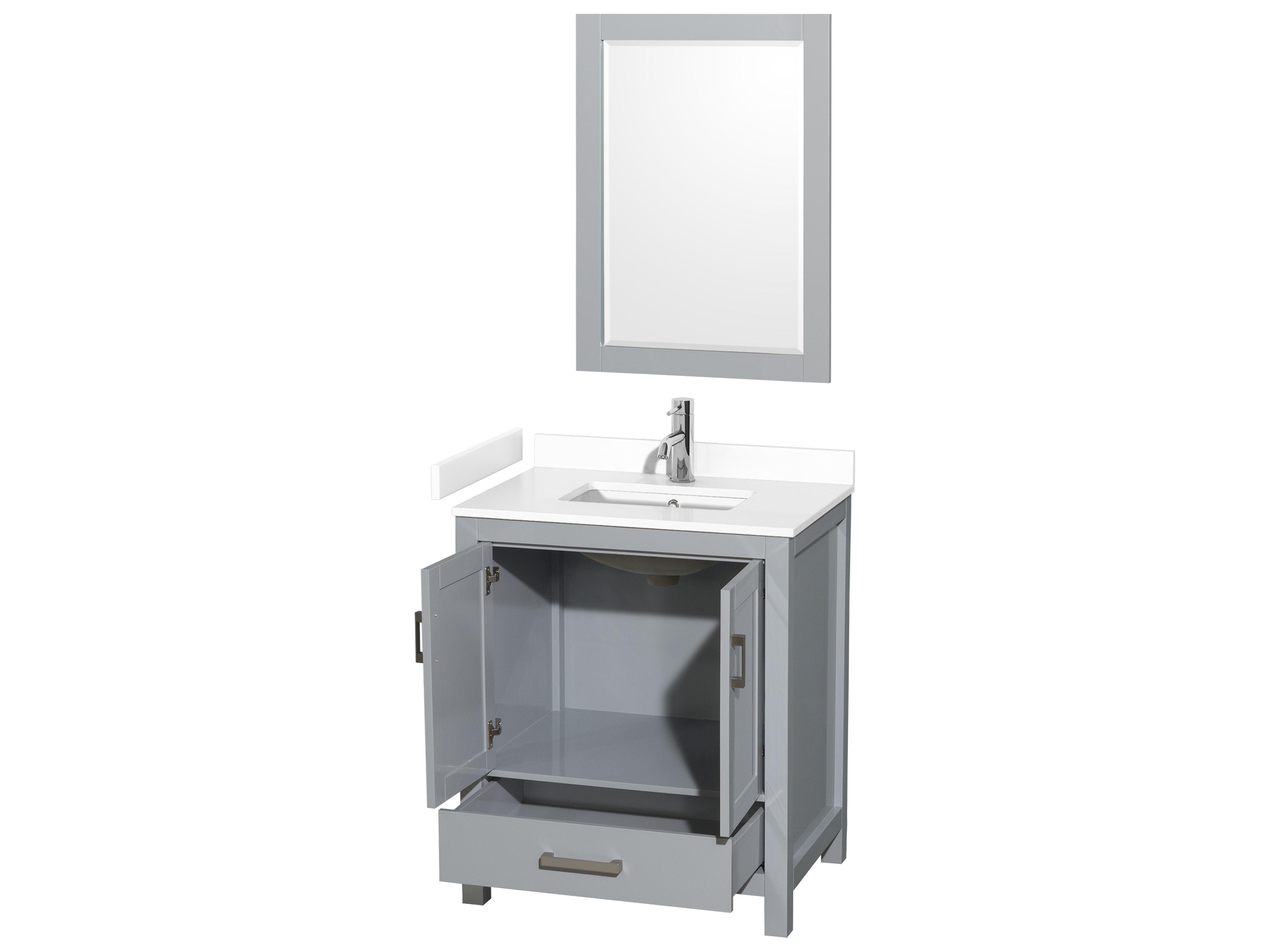Wyndham Collection Sheffield 30" Gray Vanity with 24" Mirror