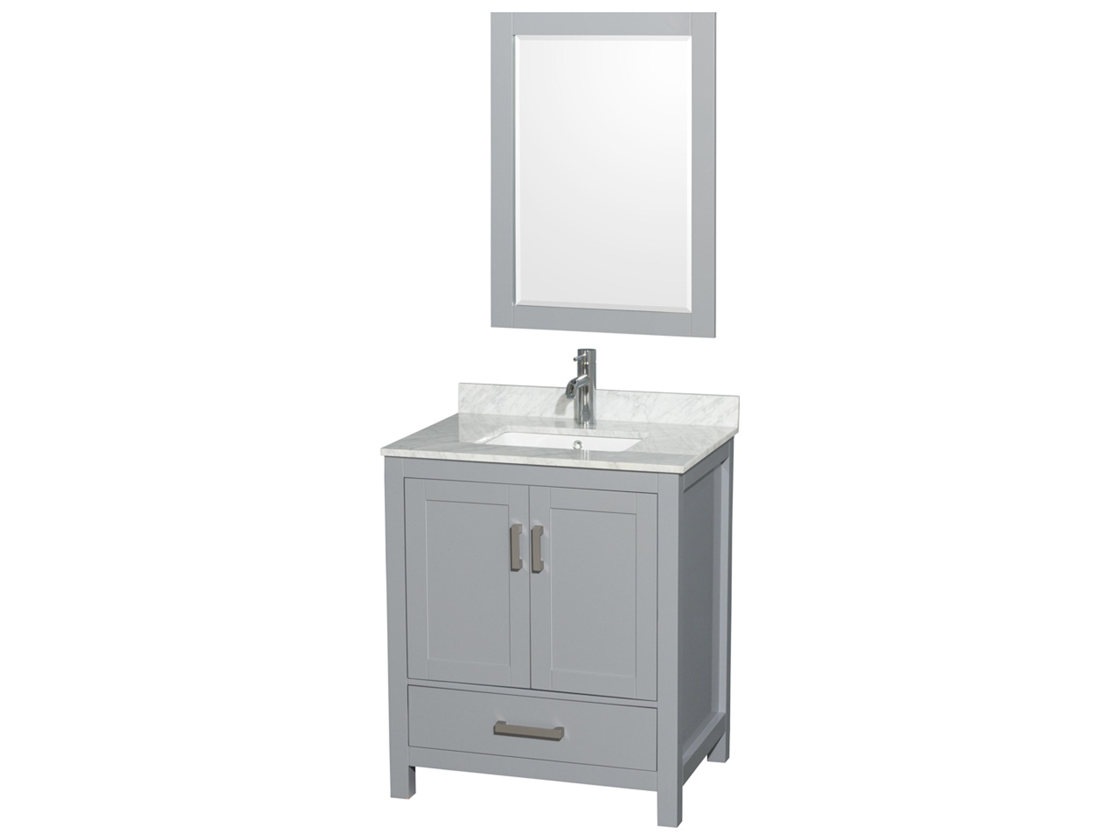 Wyndham Collection Sheffield 30" Gray Vanity with 24" Mirror
