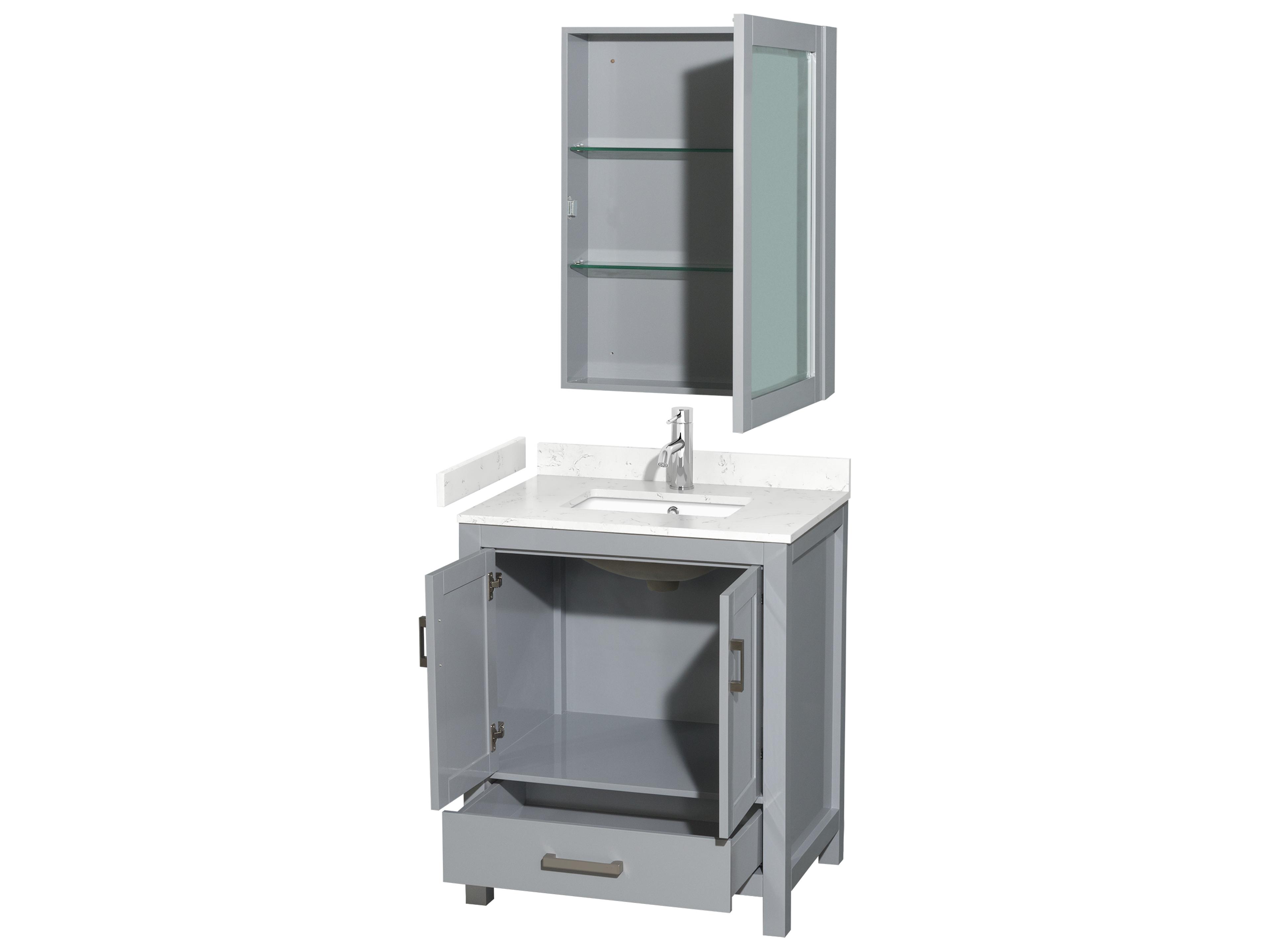 Wyndham Collection Sheffield 30" Gray Vanity with Medicine Cabinet