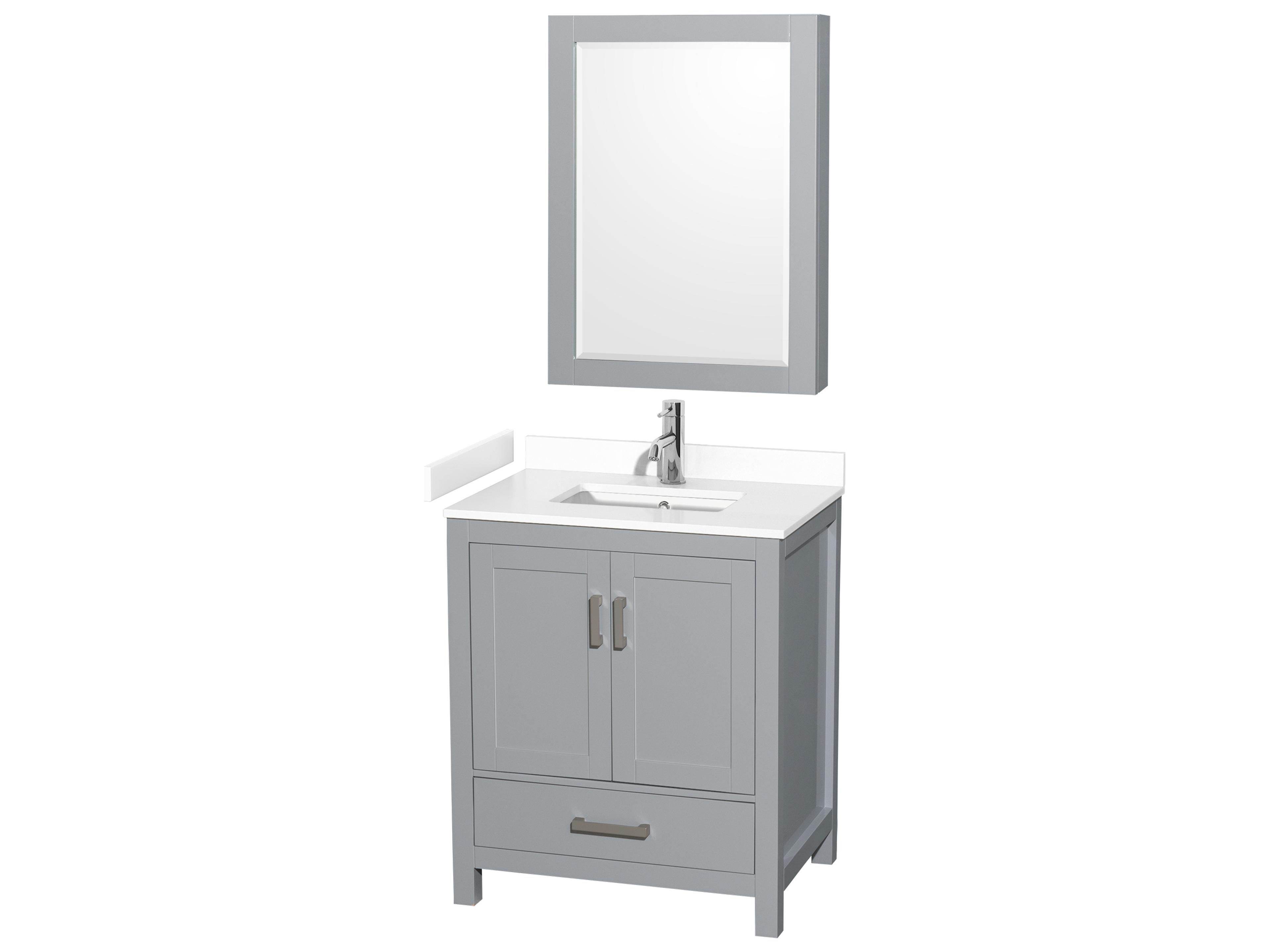 Wyndham Collection Sheffield 30" Gray Vanity with Medicine Cabinet