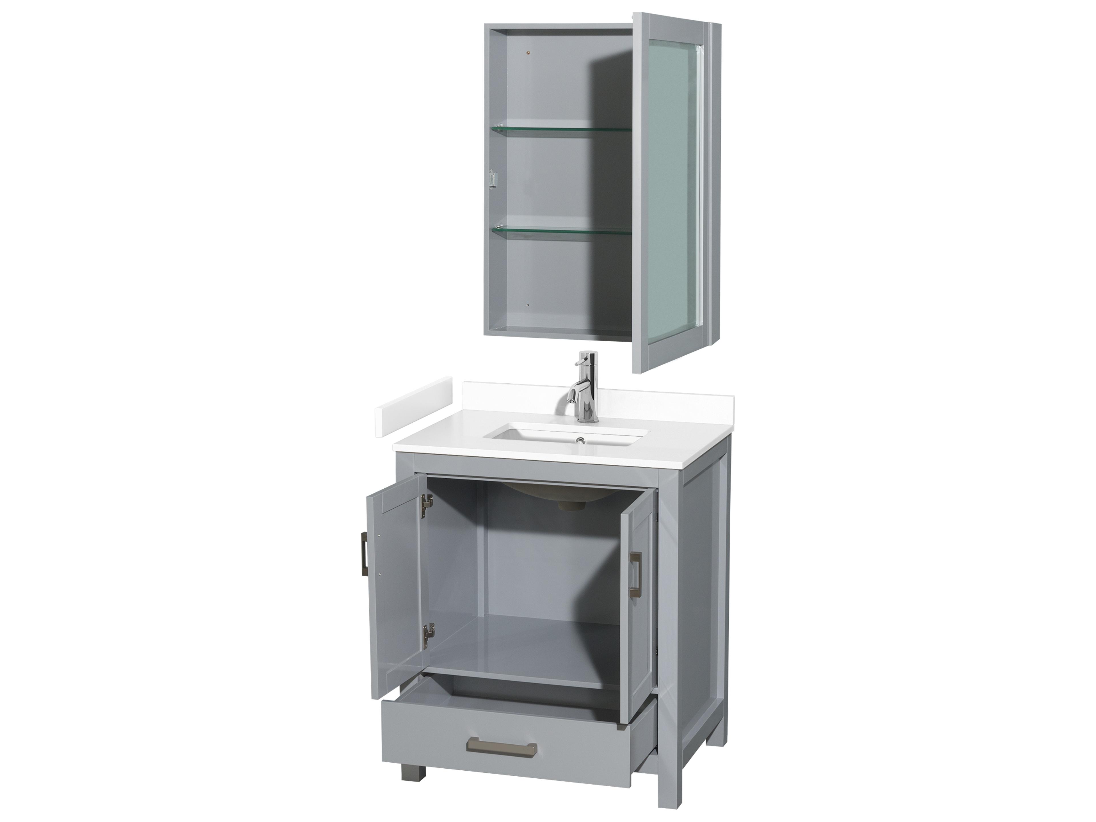 Wyndham Collection Sheffield 30" Gray Vanity with Medicine Cabinet