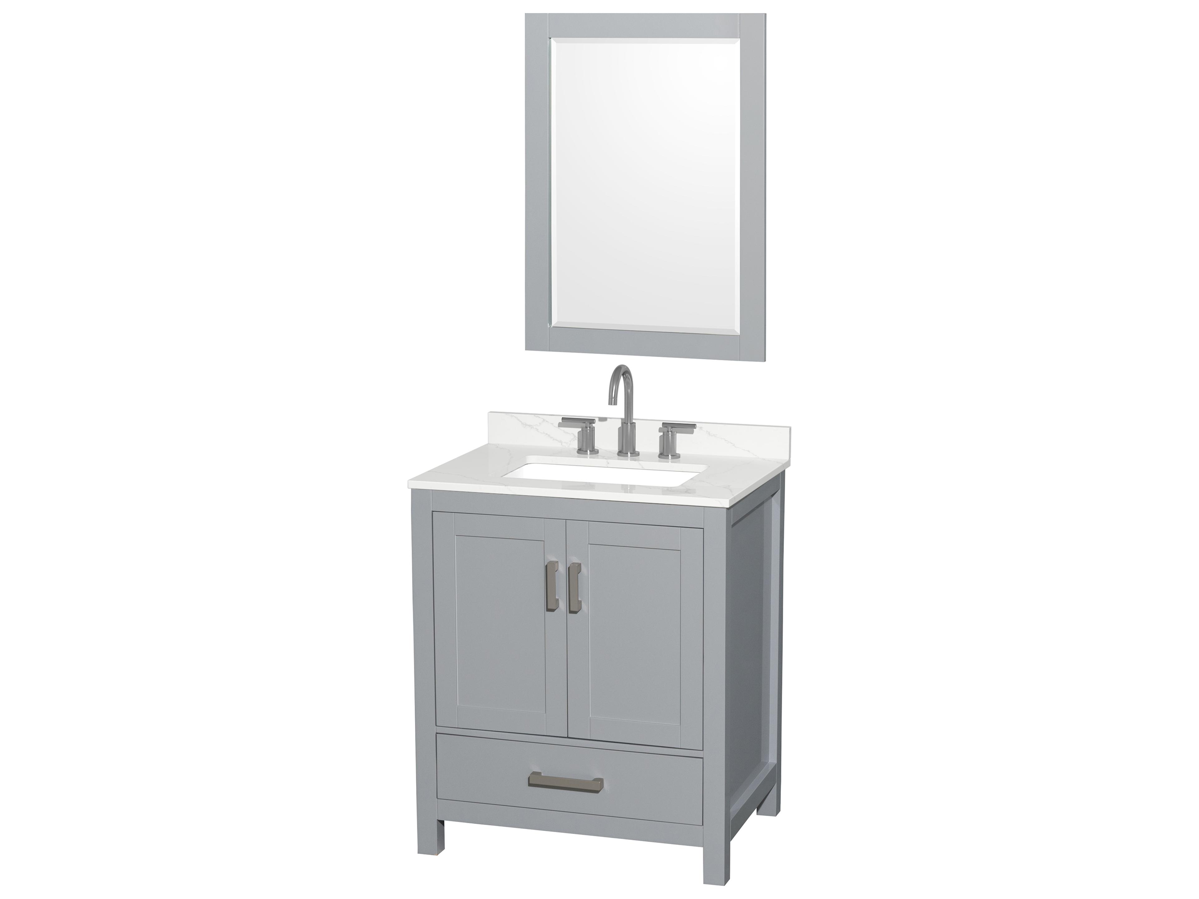 Wyndham Collection Sheffield 30" Gray Vanity with 24" Mirror