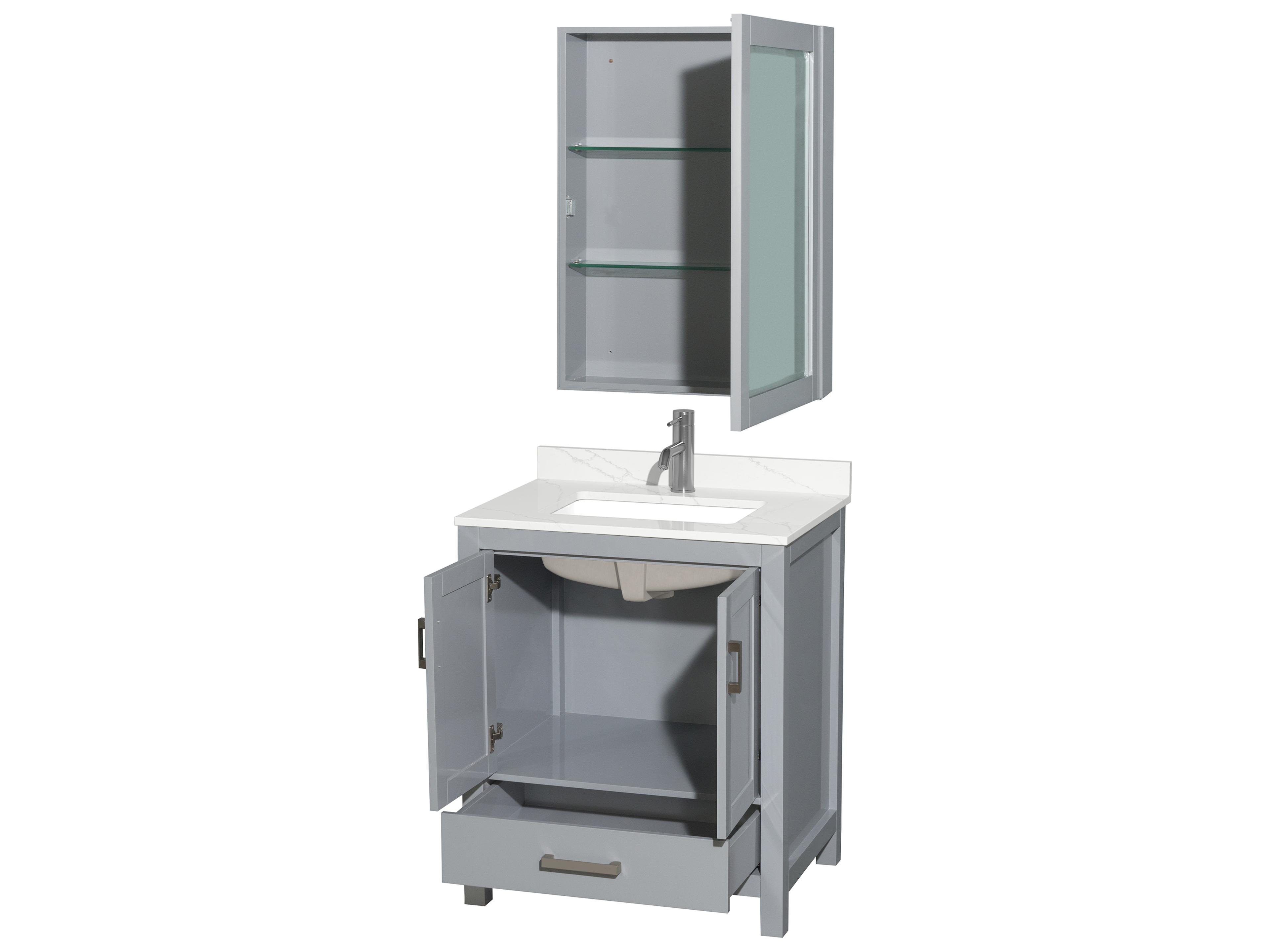 Wyndham Collection Sheffield 30" Gray Vanity with Medicine Cabinet