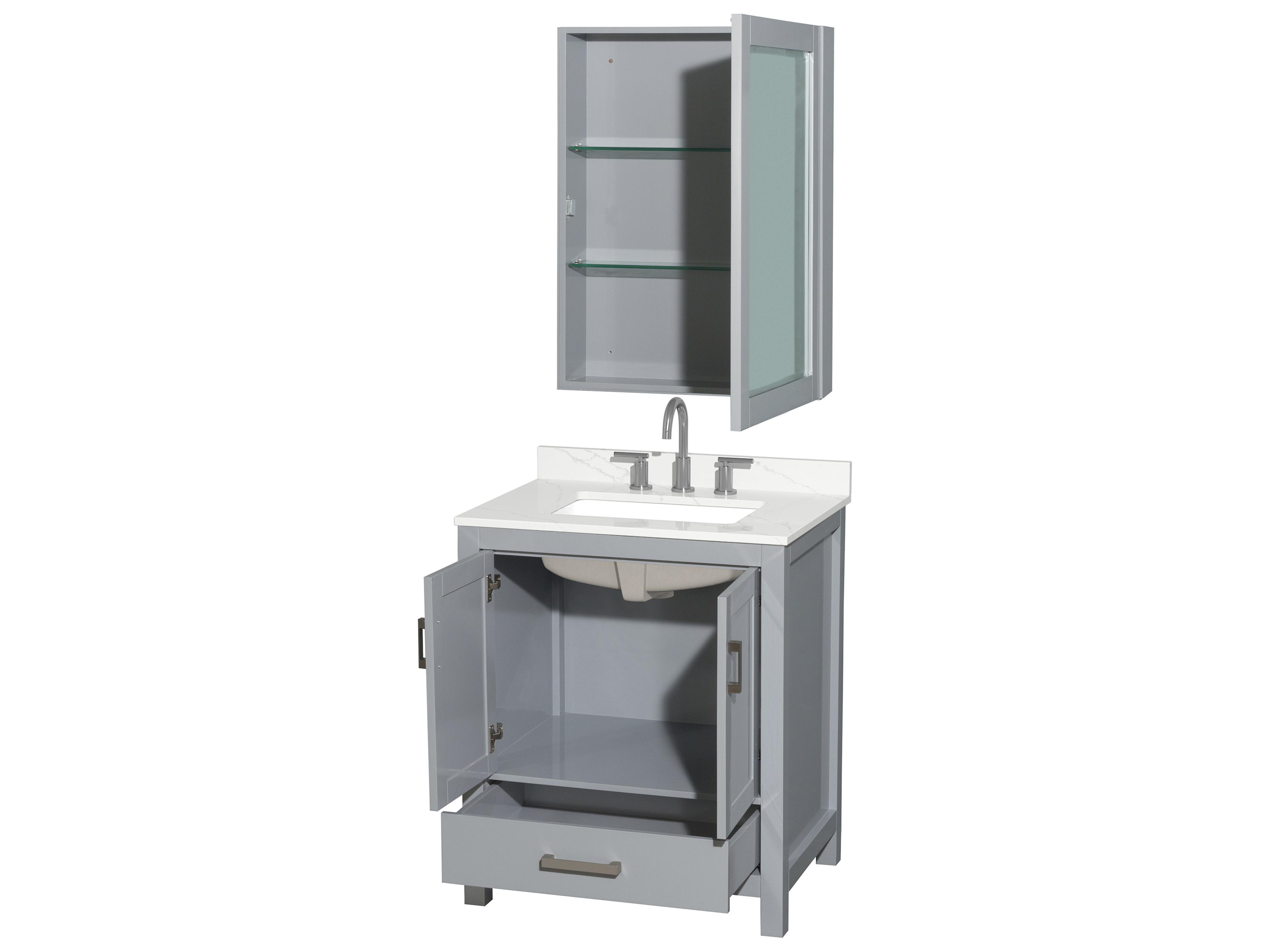 Wyndham Collection Sheffield 30" Gray Vanity with Medicine Cabinet