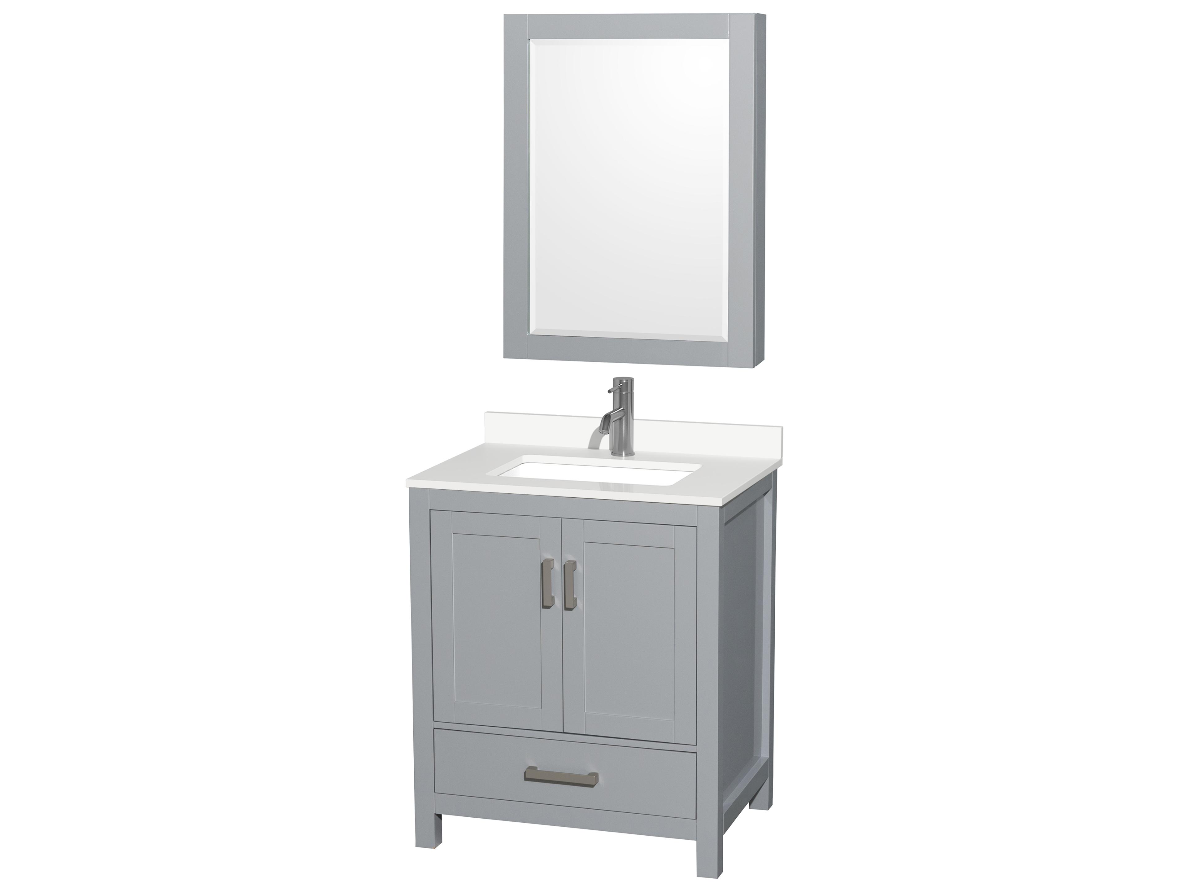 Wyndham Collection Sheffield 30" Gray Vanity with Medicine Cabinet