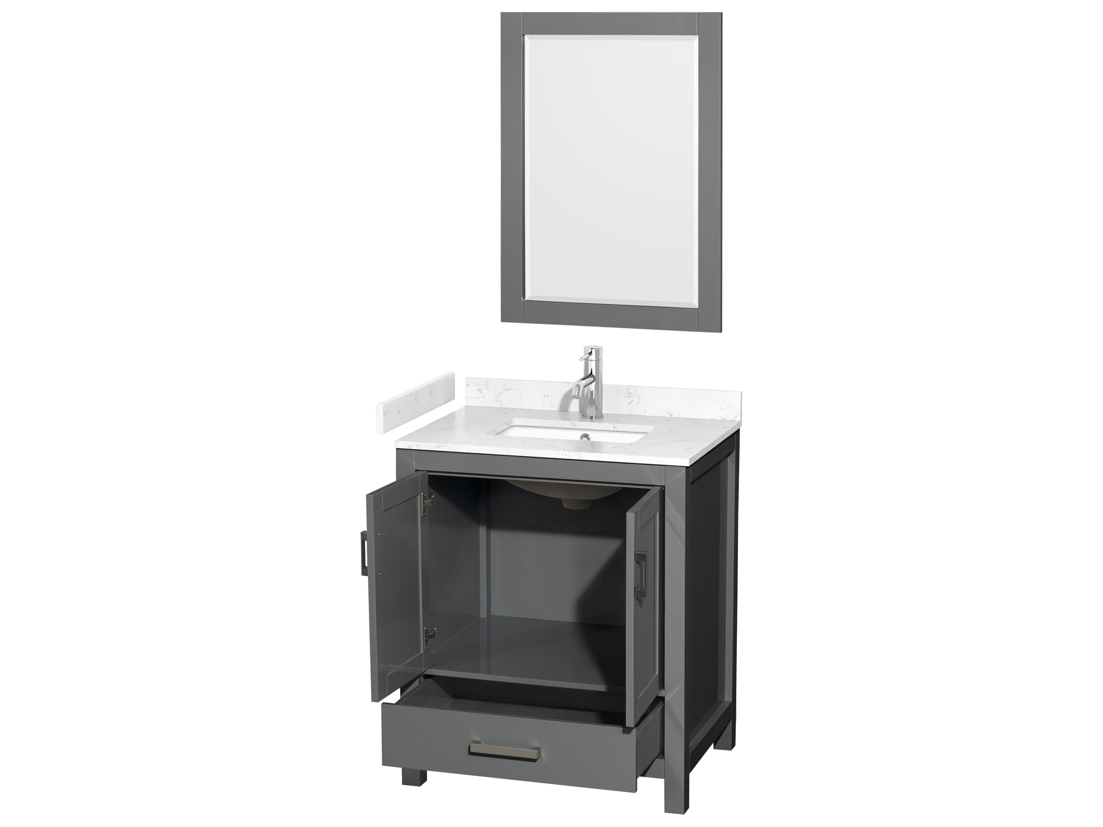 Wyndham Collection Sheffield 30" Dark Gray Vanity with 24" Mirror