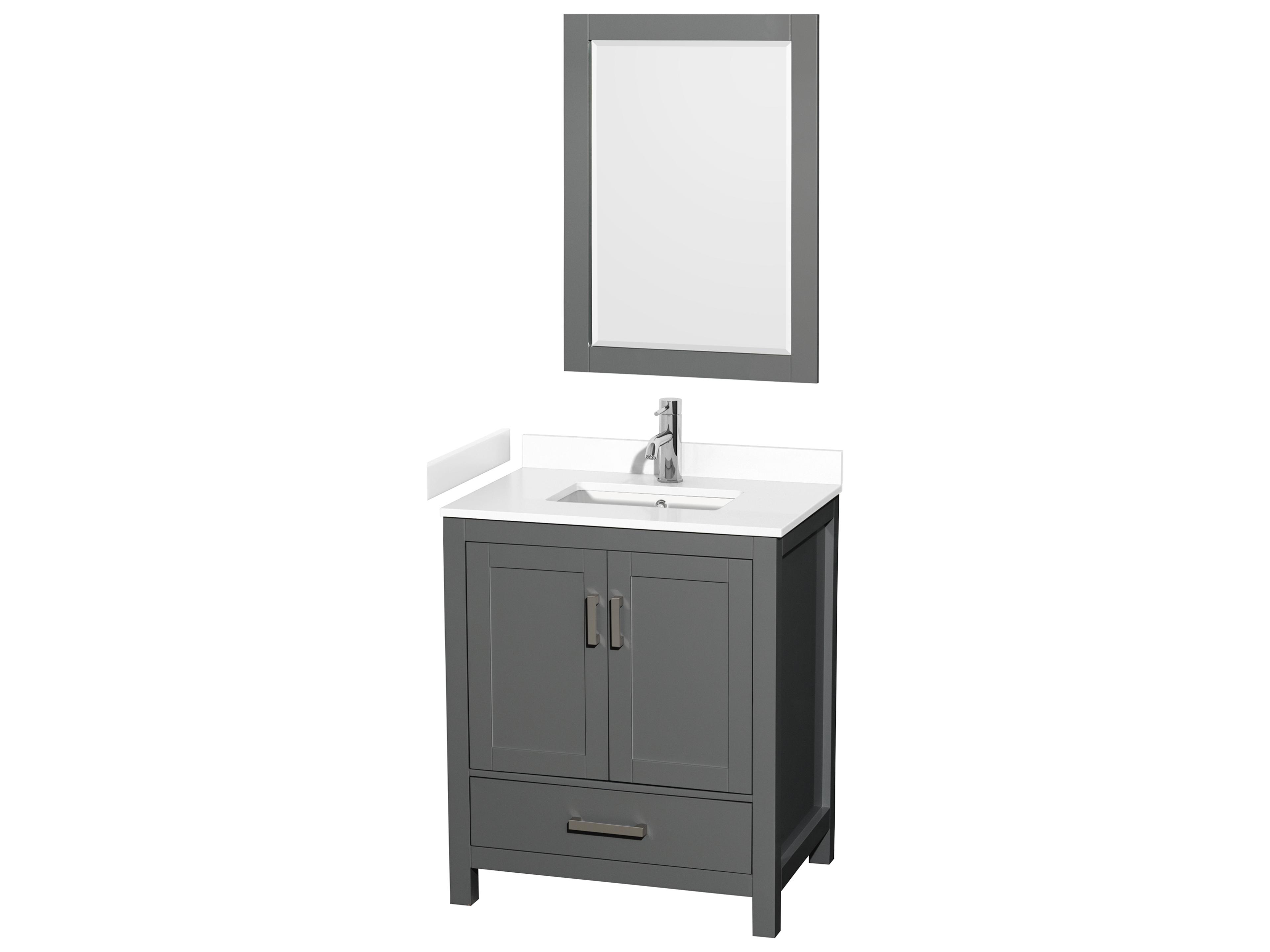 Wyndham Collection Sheffield 30" Dark Gray Vanity with 24" Mirror