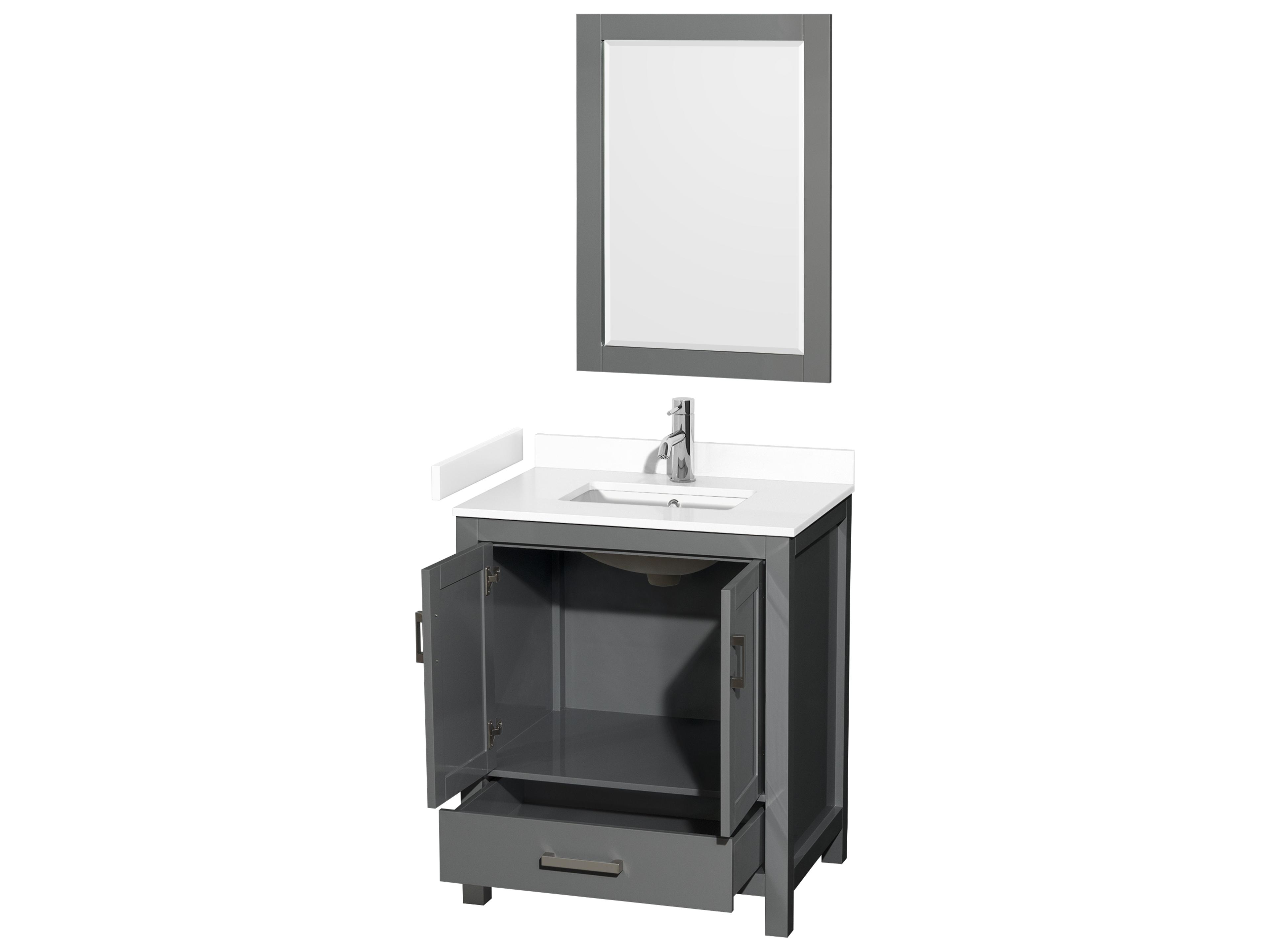 Wyndham Collection Sheffield 30" Dark Gray Vanity with 24" Mirror