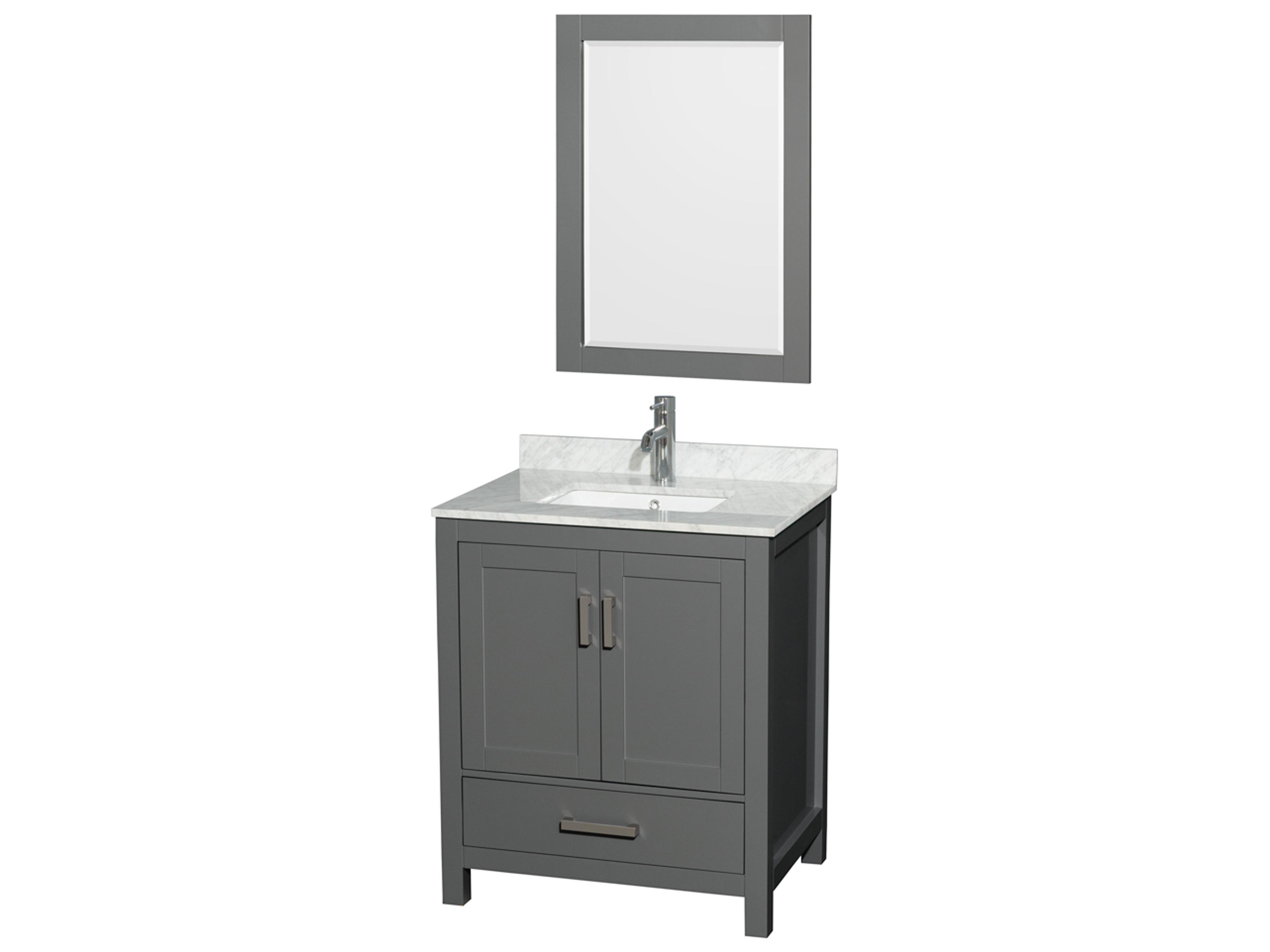 Wyndham Collection Sheffield 30" Dark Gray Vanity with 24" Mirror