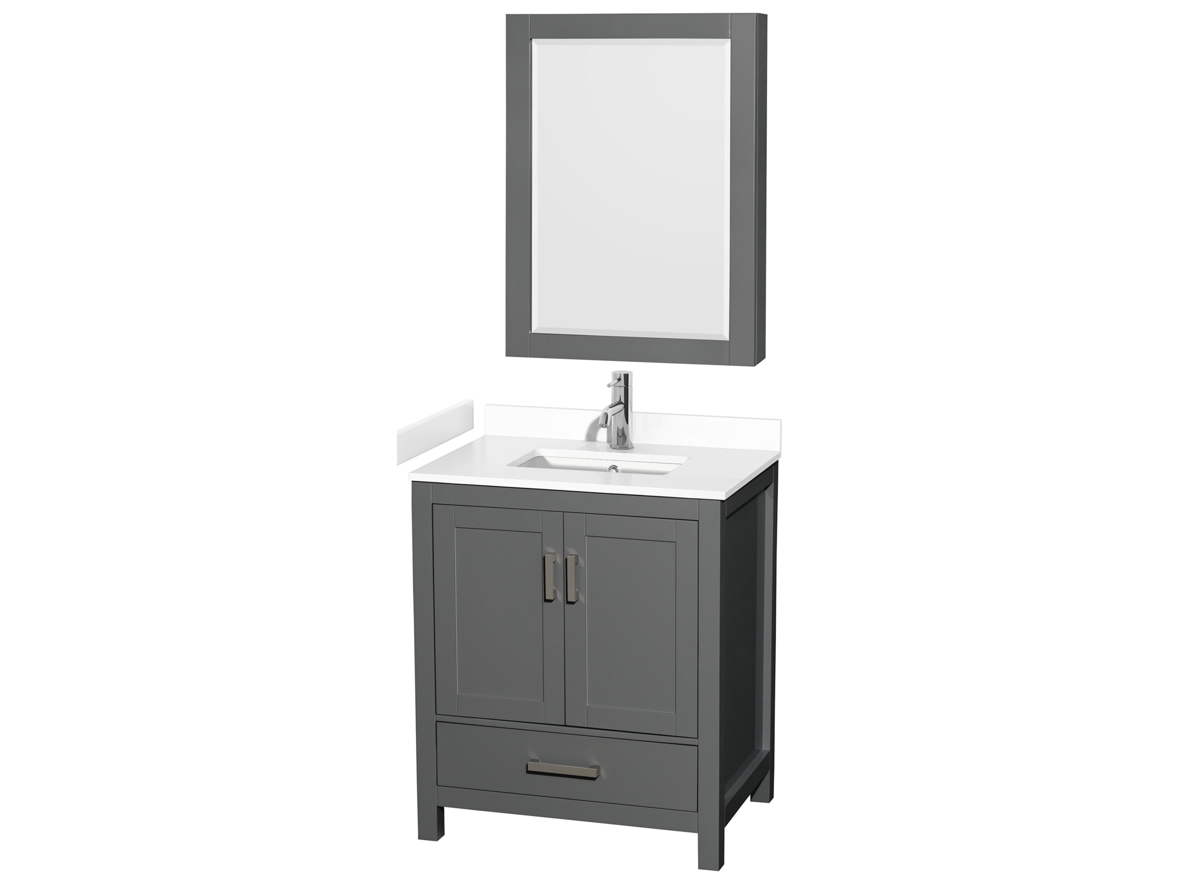 Wyndham Collection Sheffield 30" Dark Gray Vanity with Medicine Cabinet