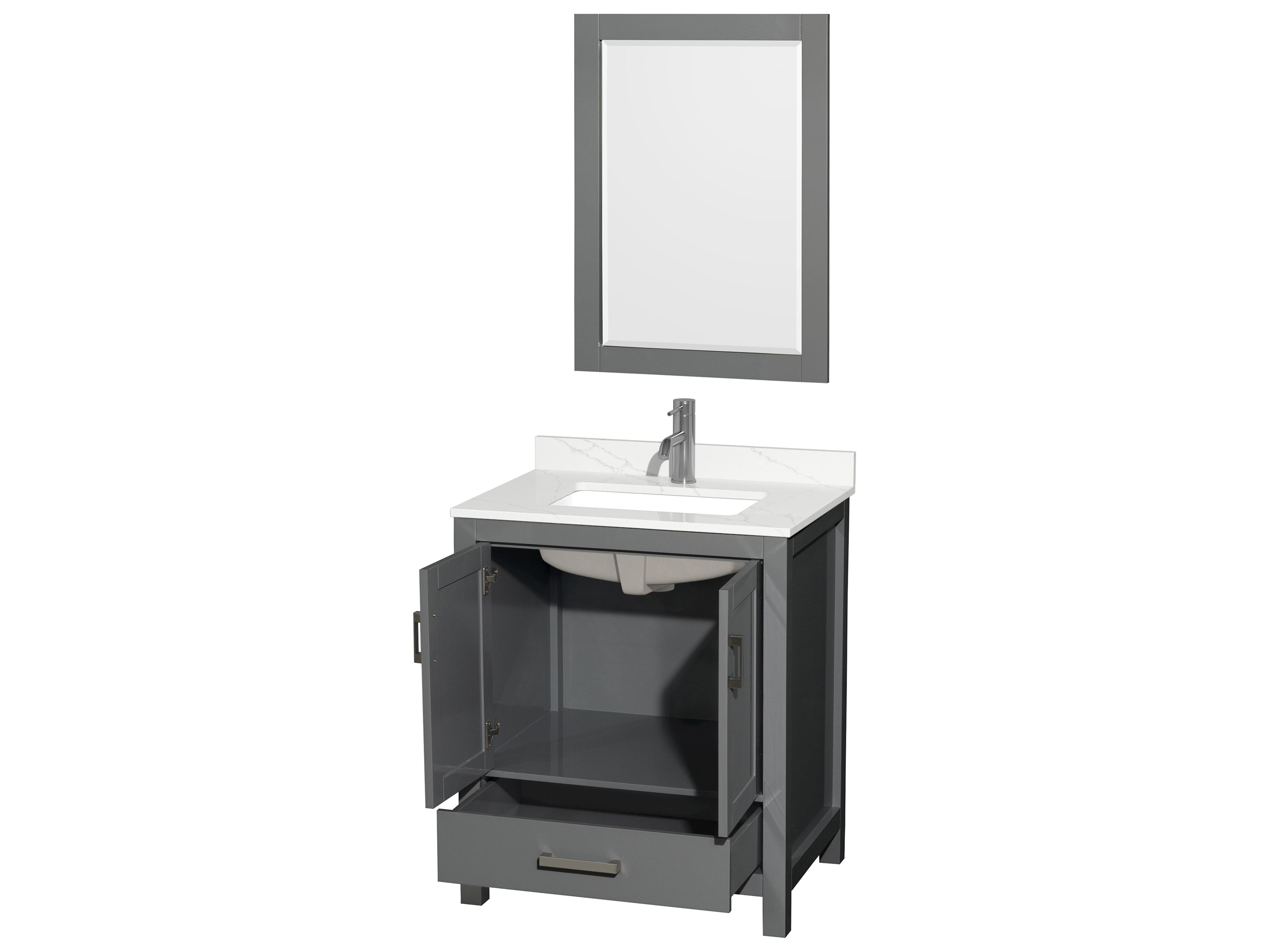 Wyndham Collection Sheffield 30" Dark Gray Vanity with 24" Mirror