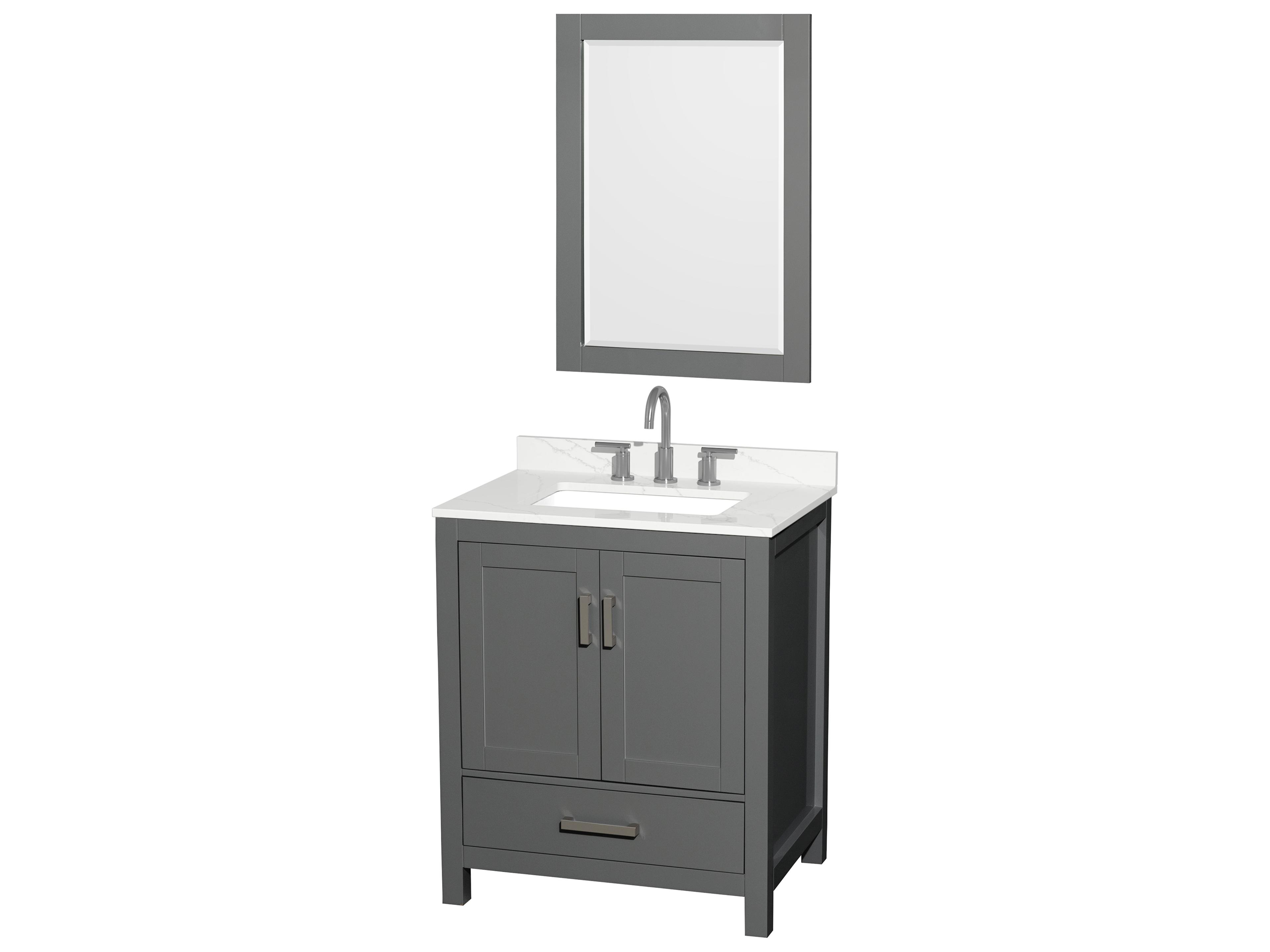 Wyndham Collection Sheffield 30" Dark Gray Vanity with 24" Mirror