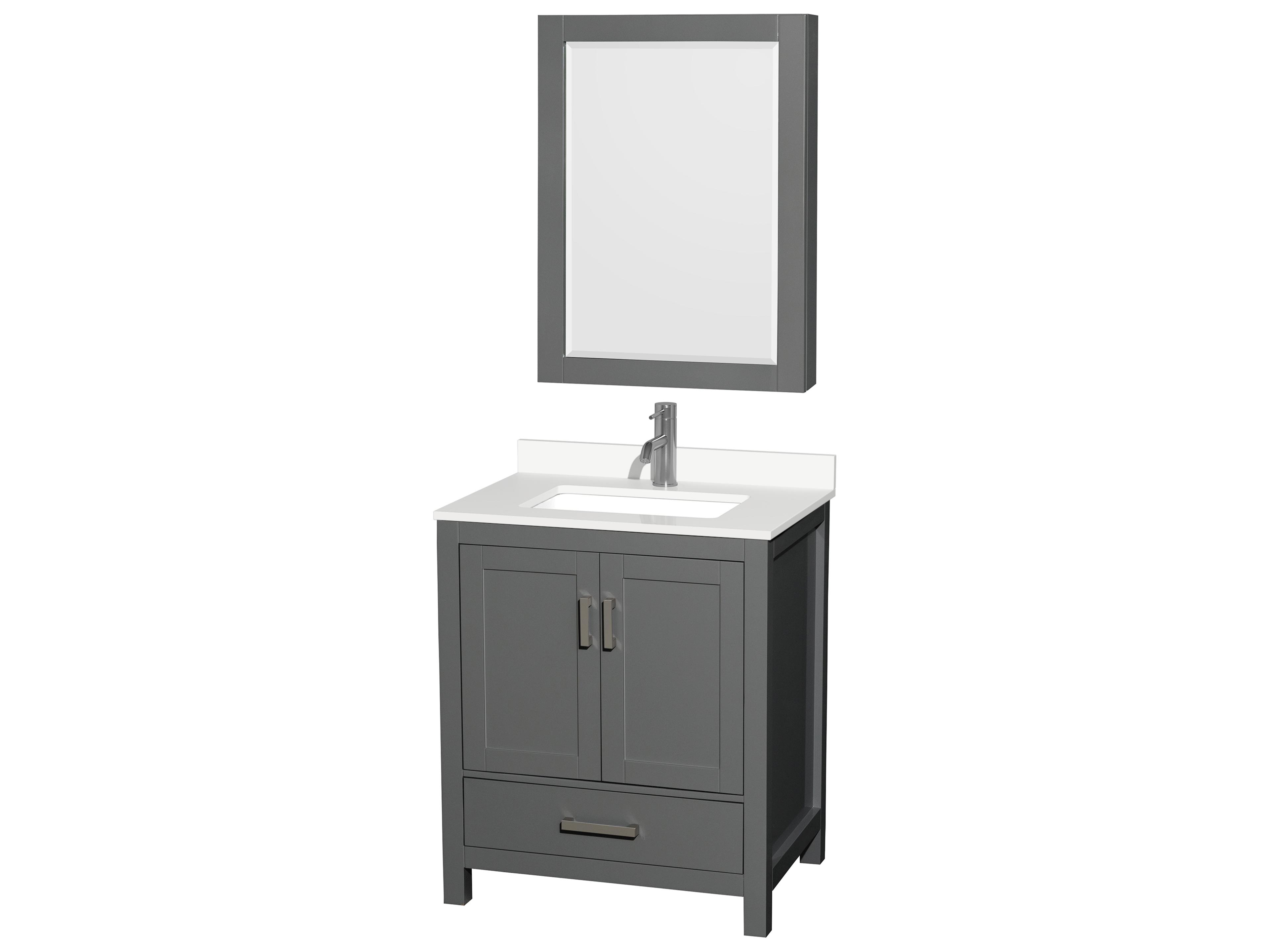 Wyndham Collection Sheffield 30" Dark Gray Vanity with Medicine Cabinet