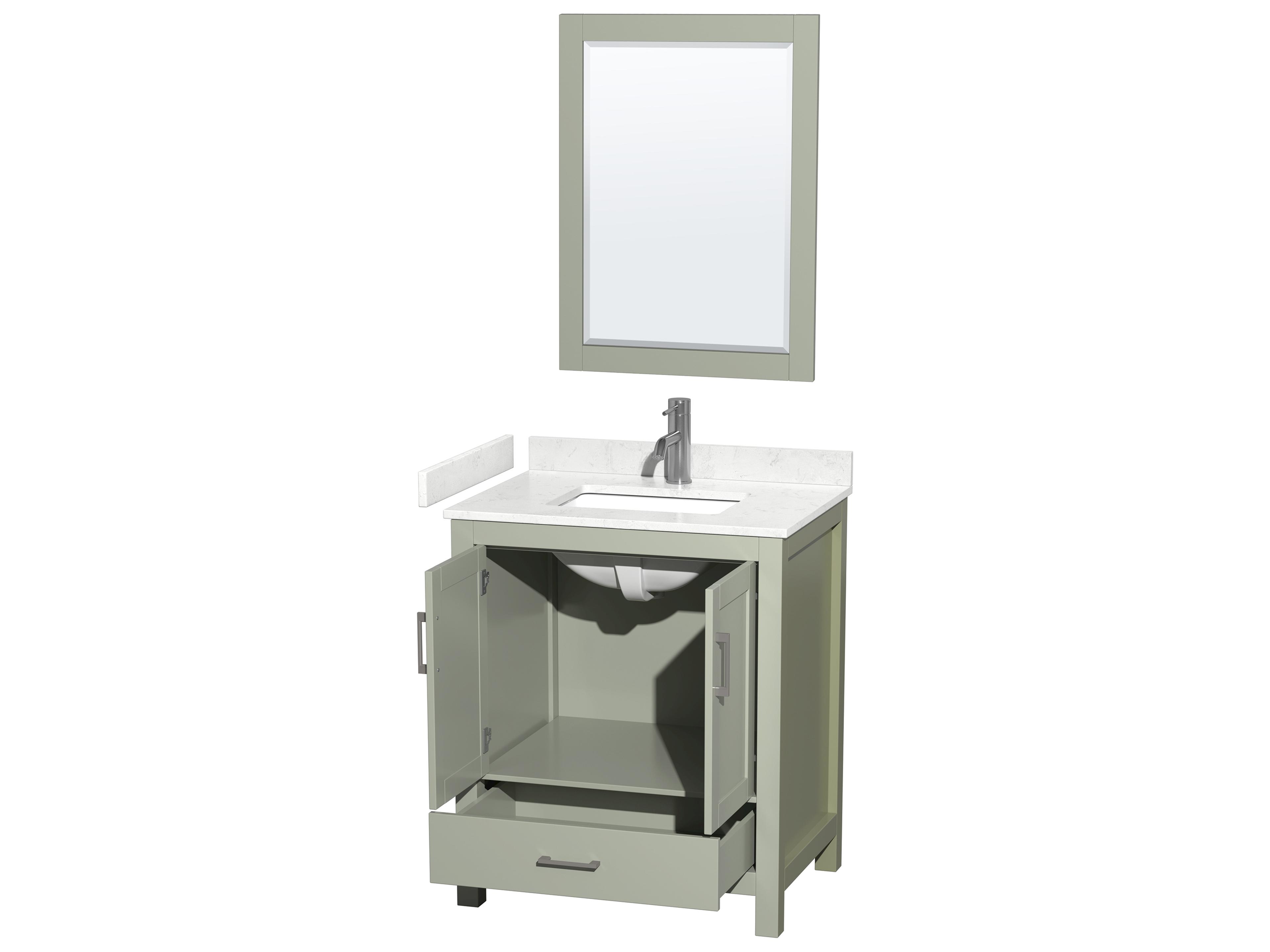 Wyndham Collection Sheffield 30" Light Green Vanity with 24" Mirror