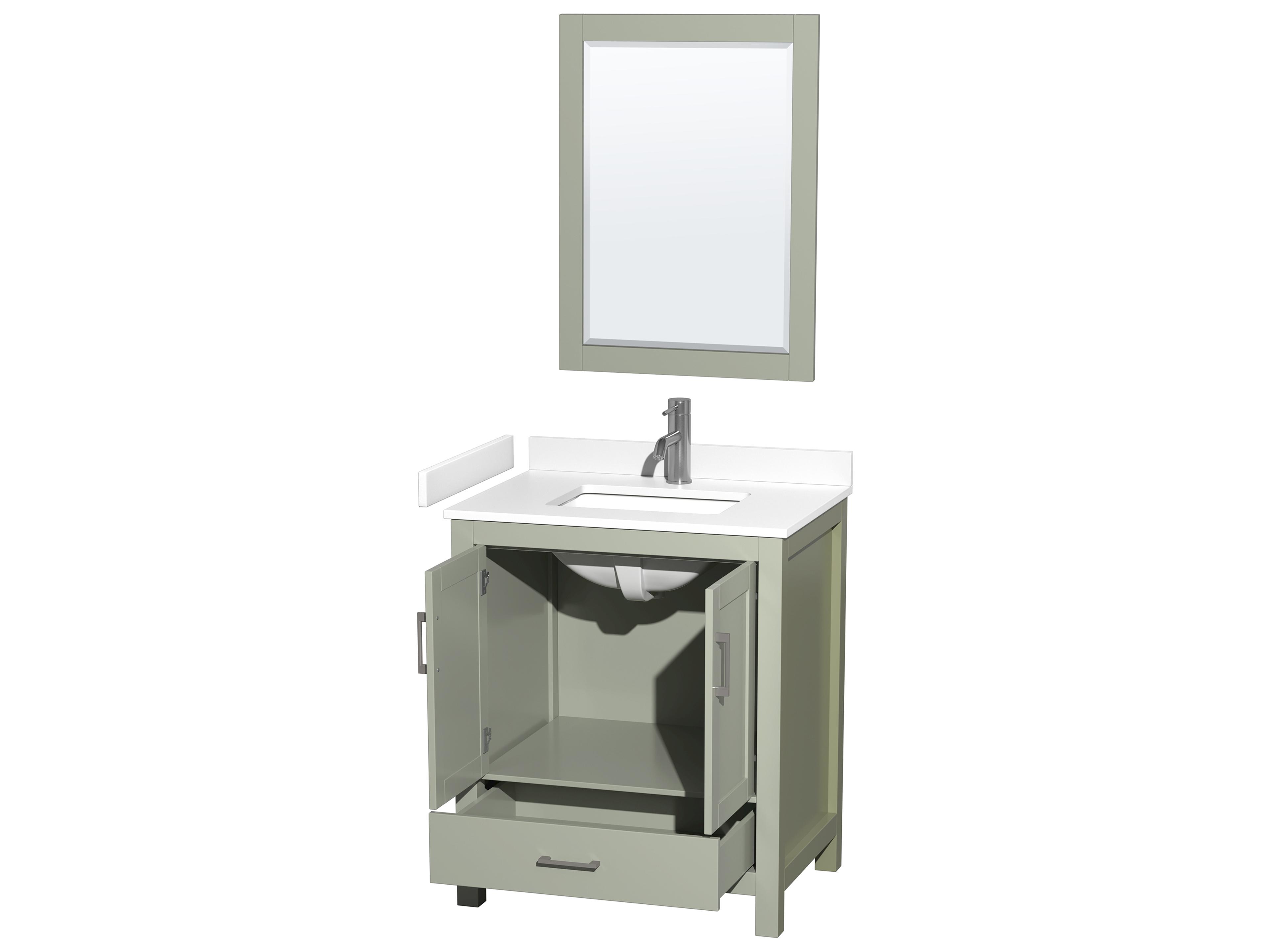 Wyndham Collection Sheffield 30" Light Green Vanity with 24" Mirror