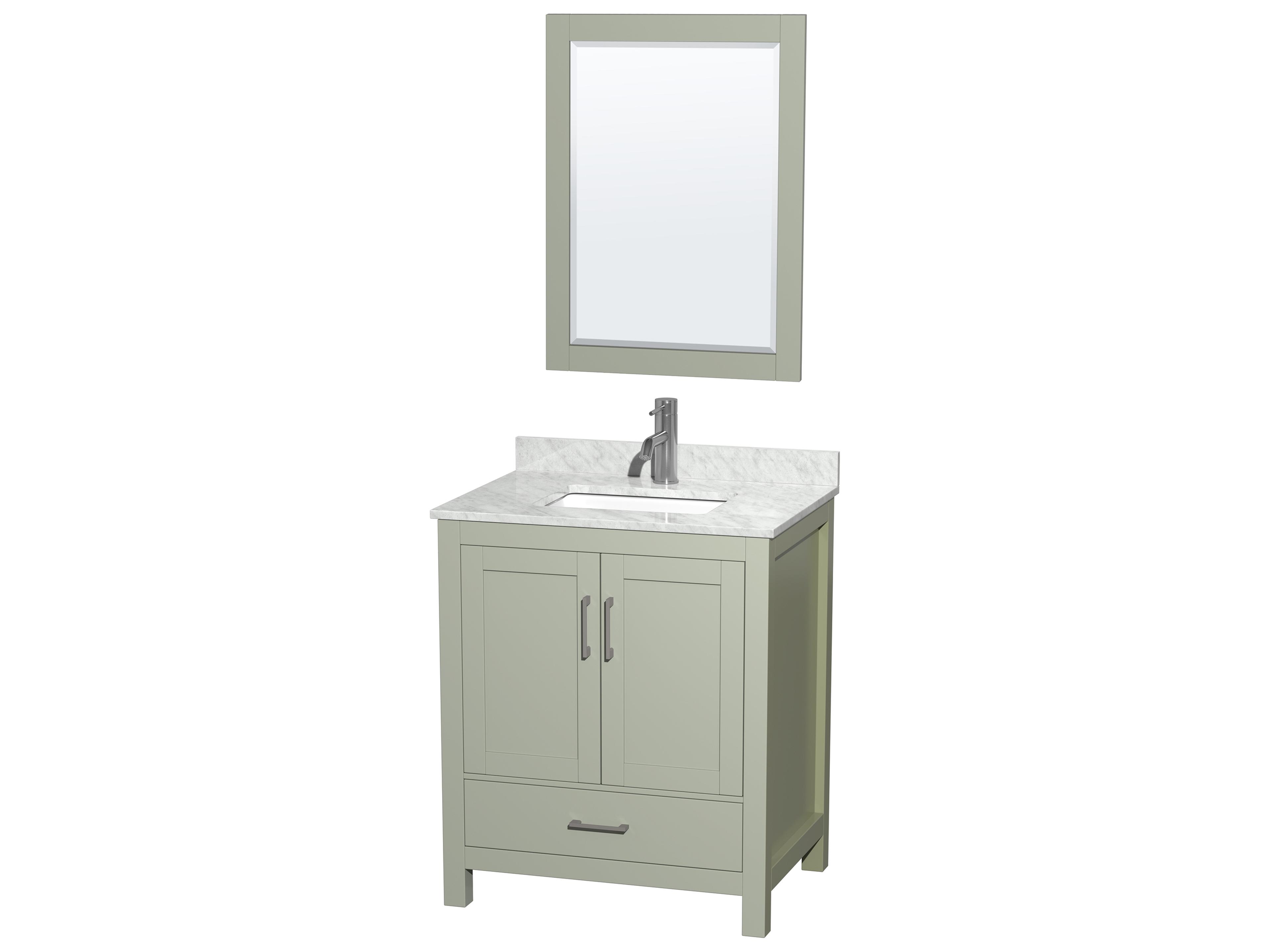 Wyndham Collection Sheffield 30" Light Green Vanity with 24" Mirror