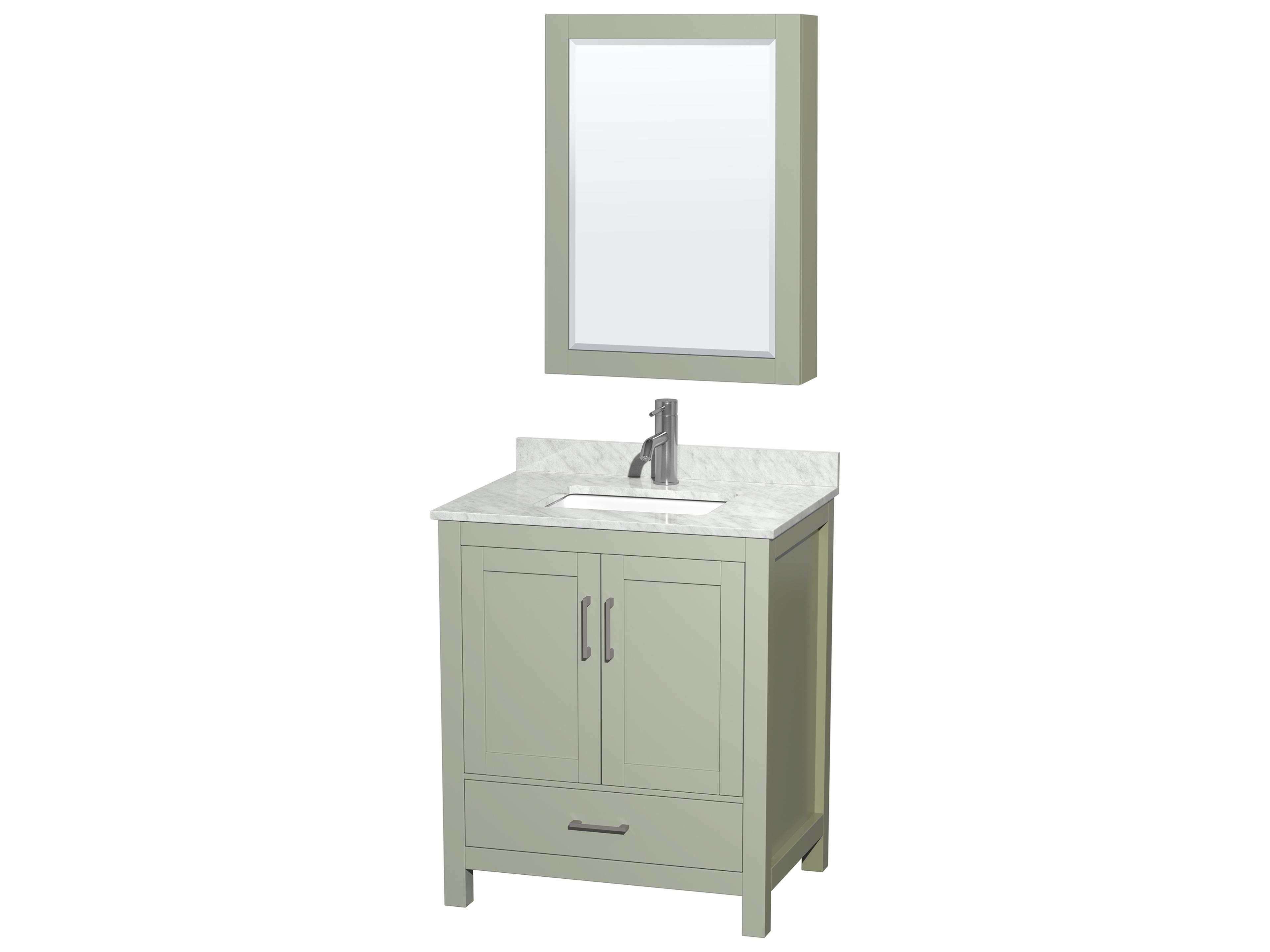 Wyndham Collection Sheffield 30" Light Green Vanity with Medicine Cabinet
