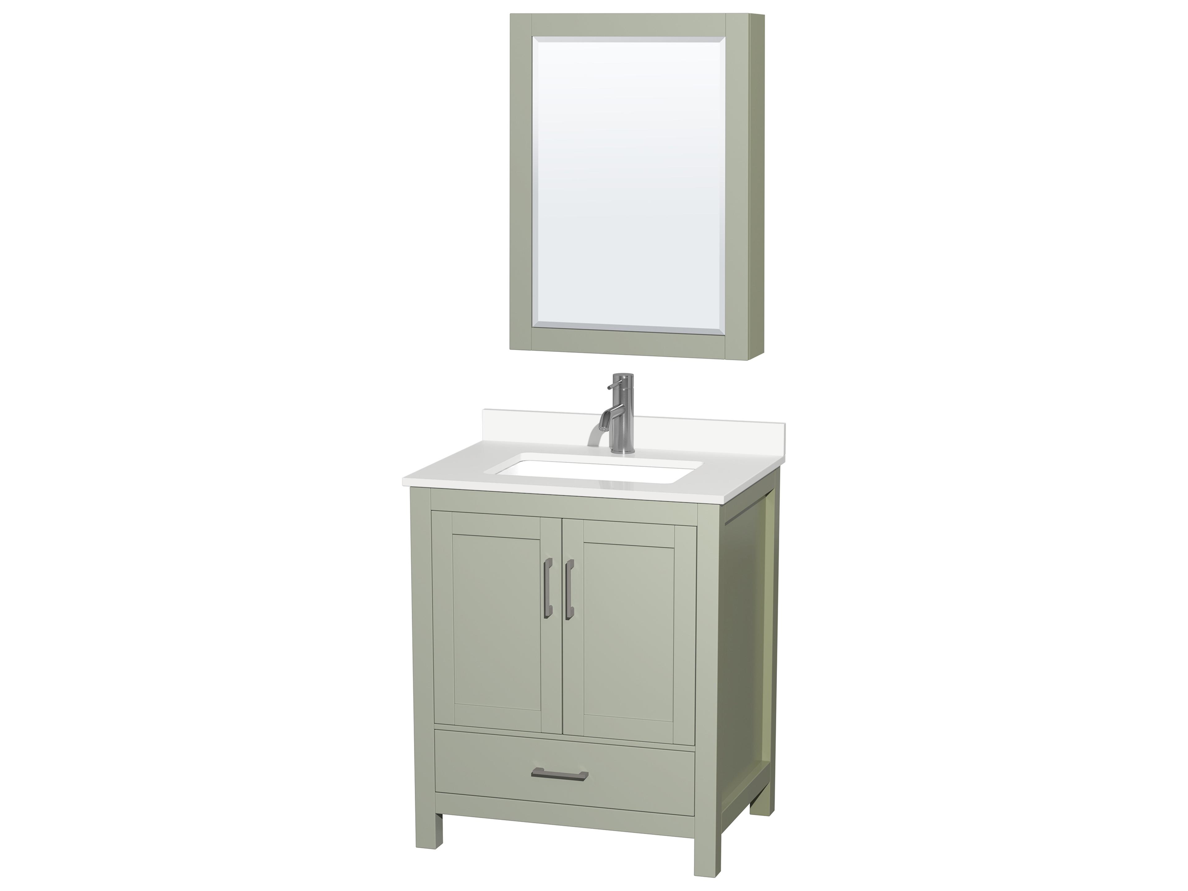 Wyndham Collection Sheffield 30" Light Green Vanity with Medicine Cabinet