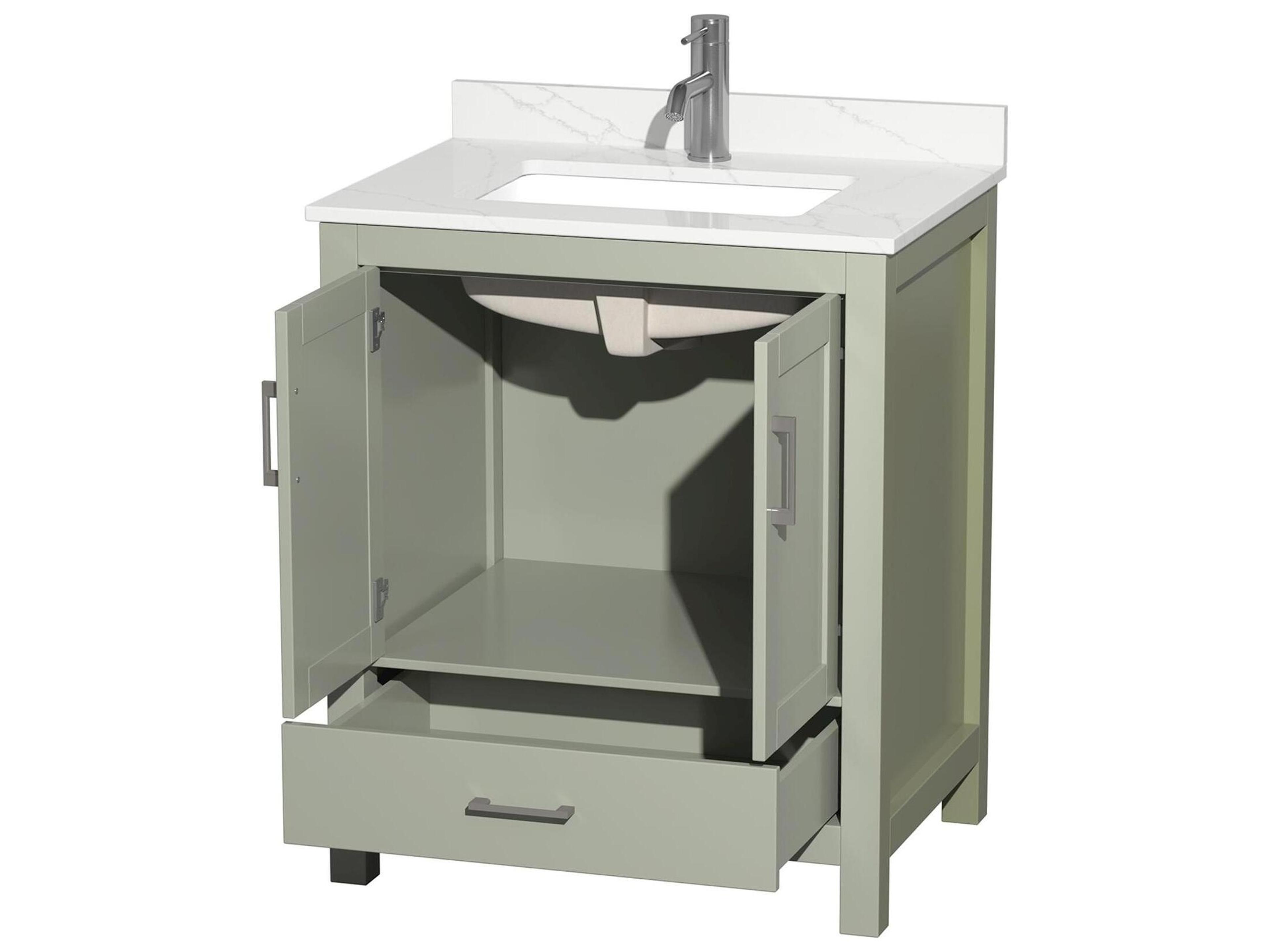 Wyndham Collection Sheffield 30" Light Green Vanity