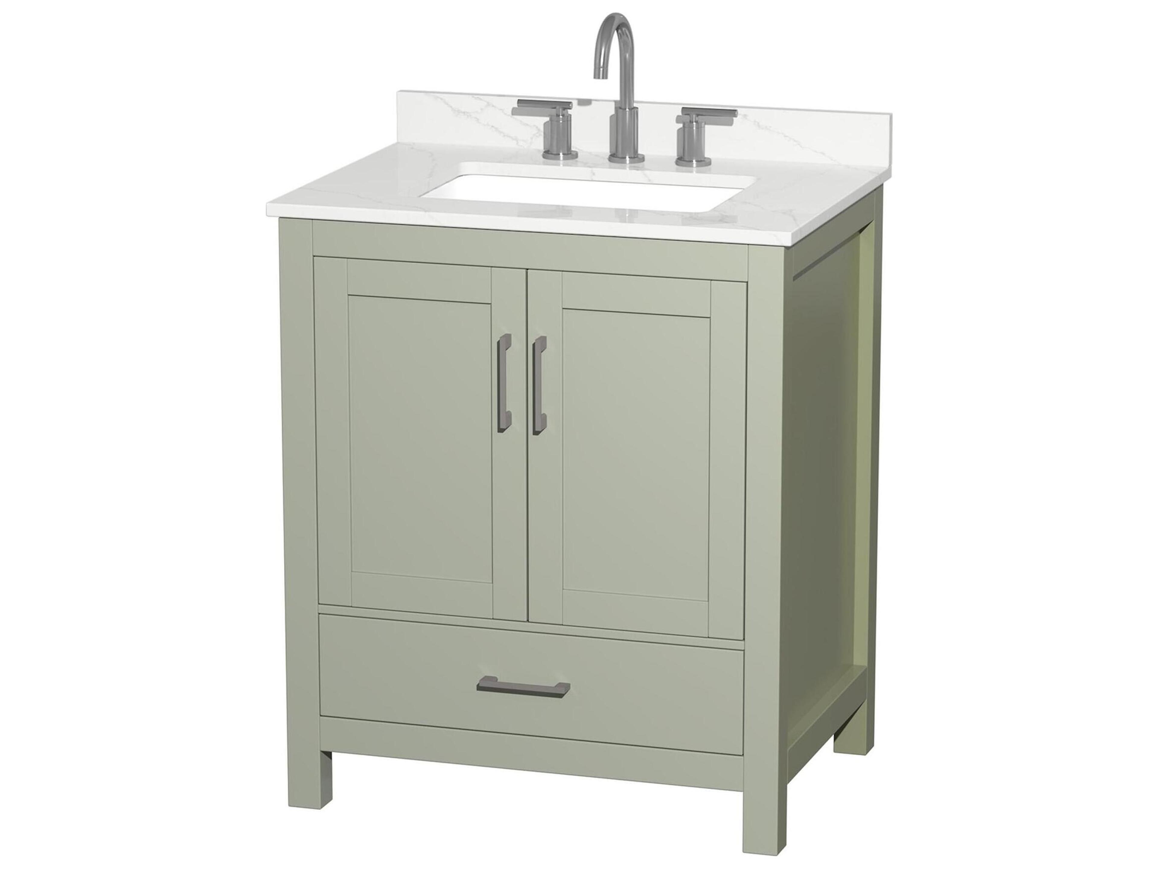 Wyndham Collection Sheffield 30" Light Green Vanity