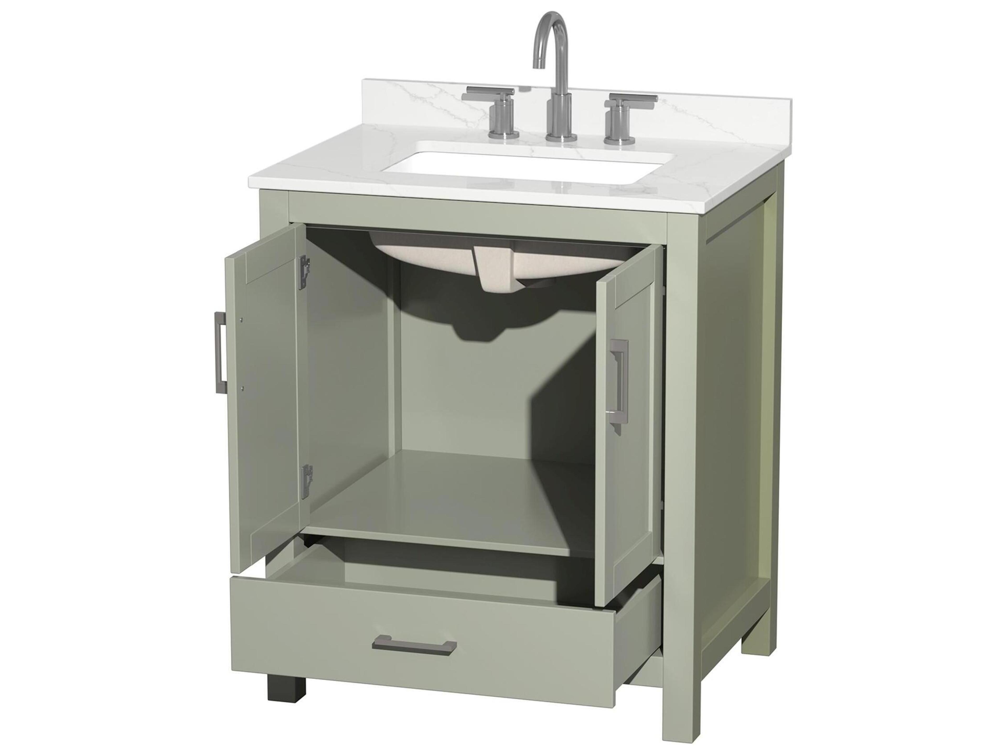 Wyndham Collection Sheffield 30" Light Green Vanity