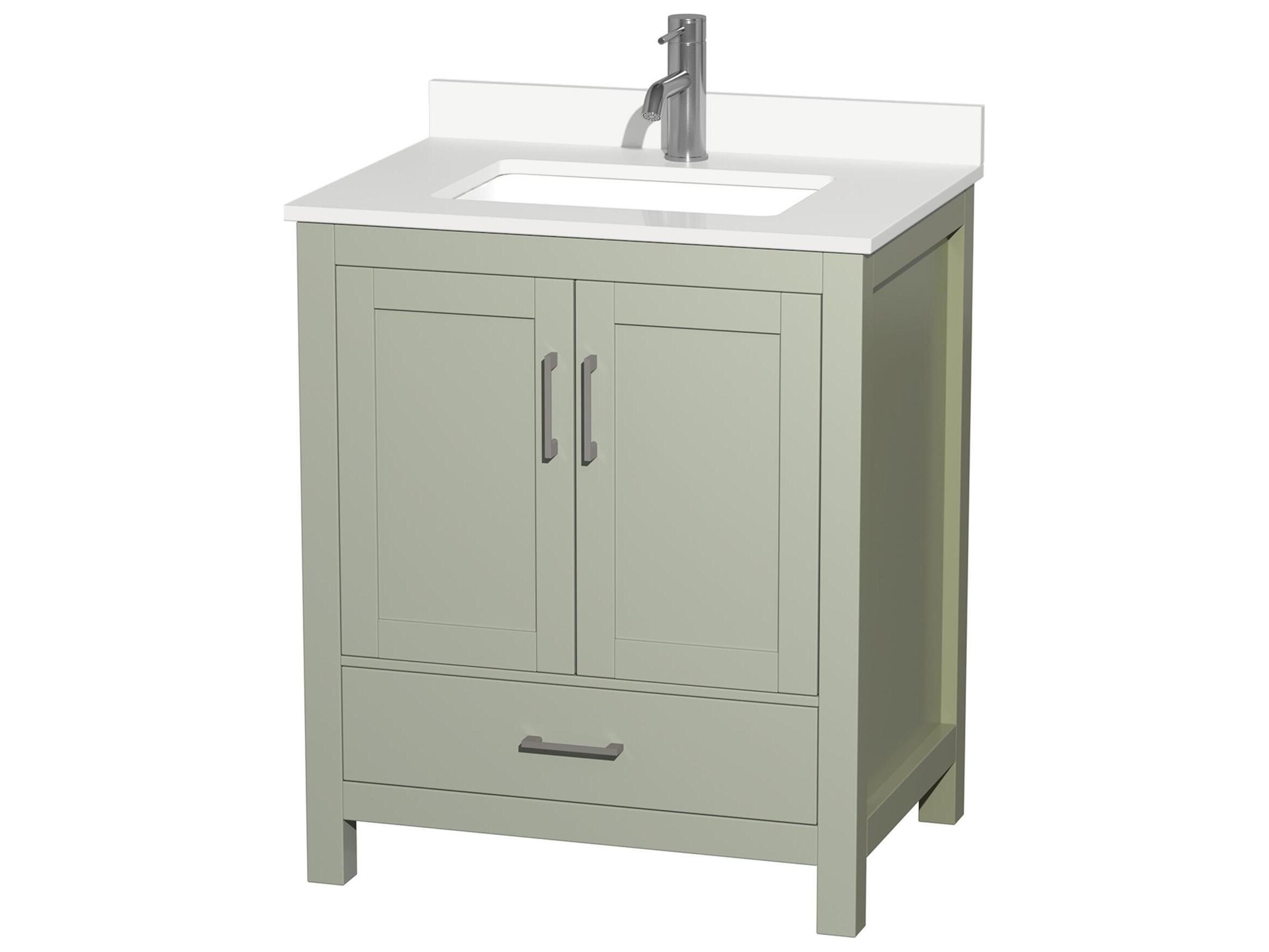Wyndham Collection Sheffield 30" Light Green Vanity