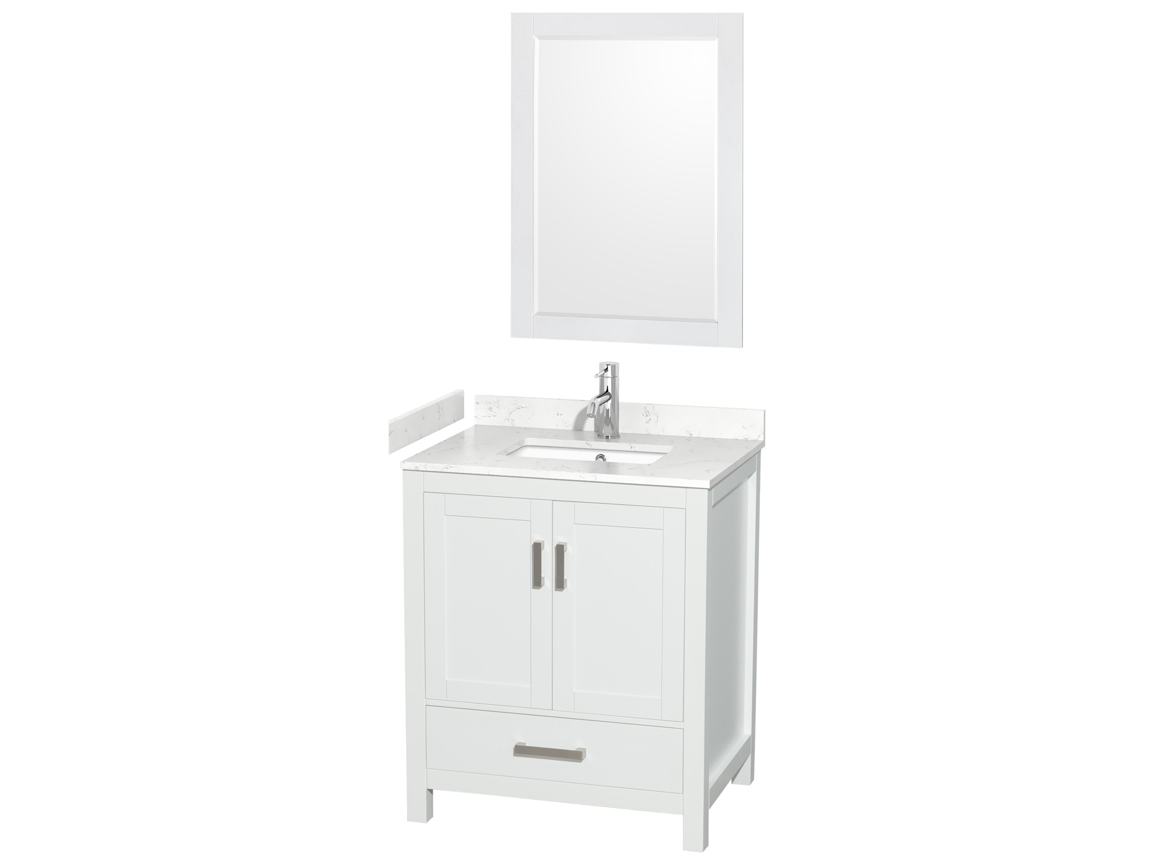 Wyndham Collection Sheffield 30" White Vanity with 24" Mirror