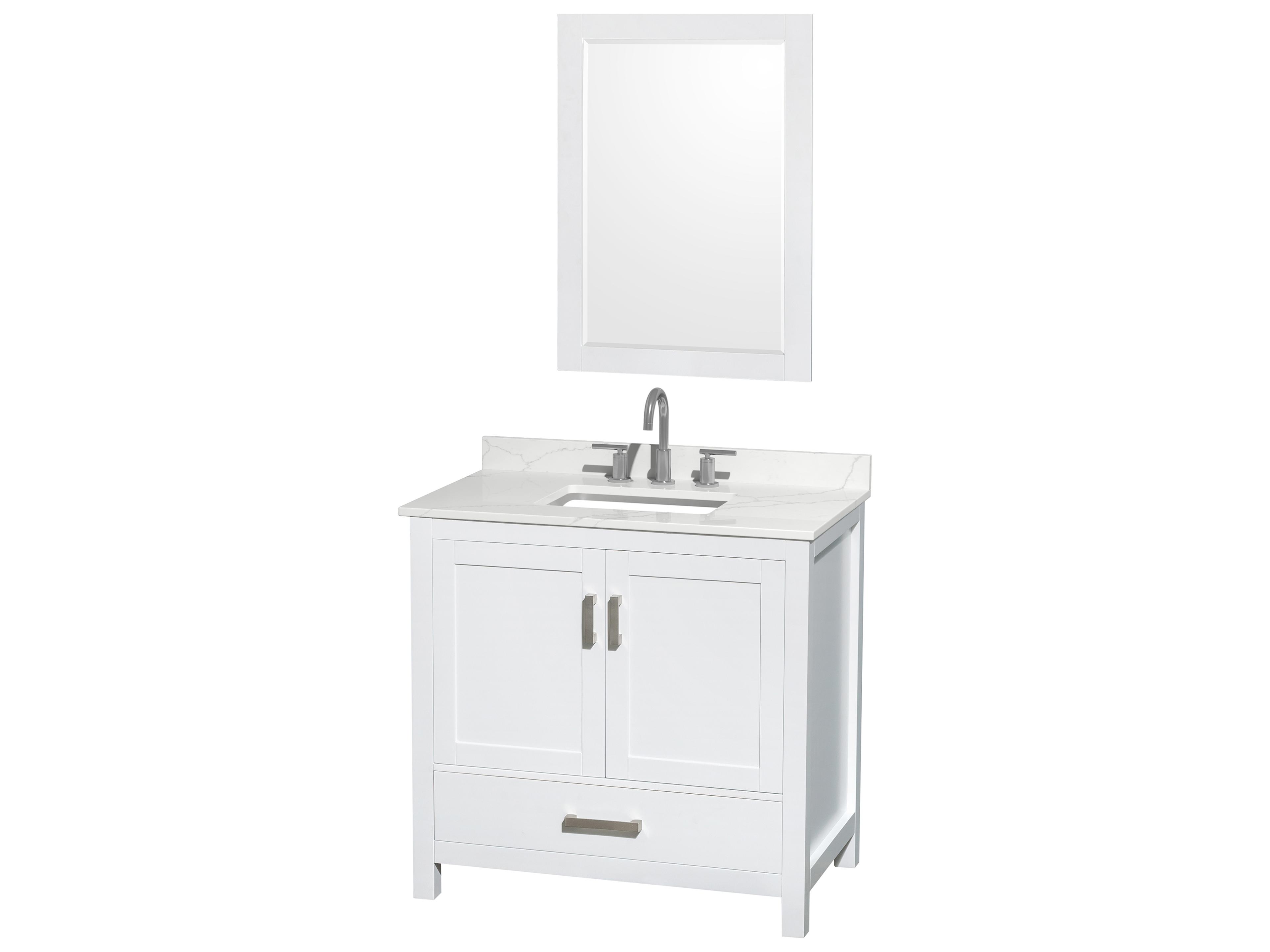 Wyndham Collection Sheffield 30" White Vanity with 24" Mirror