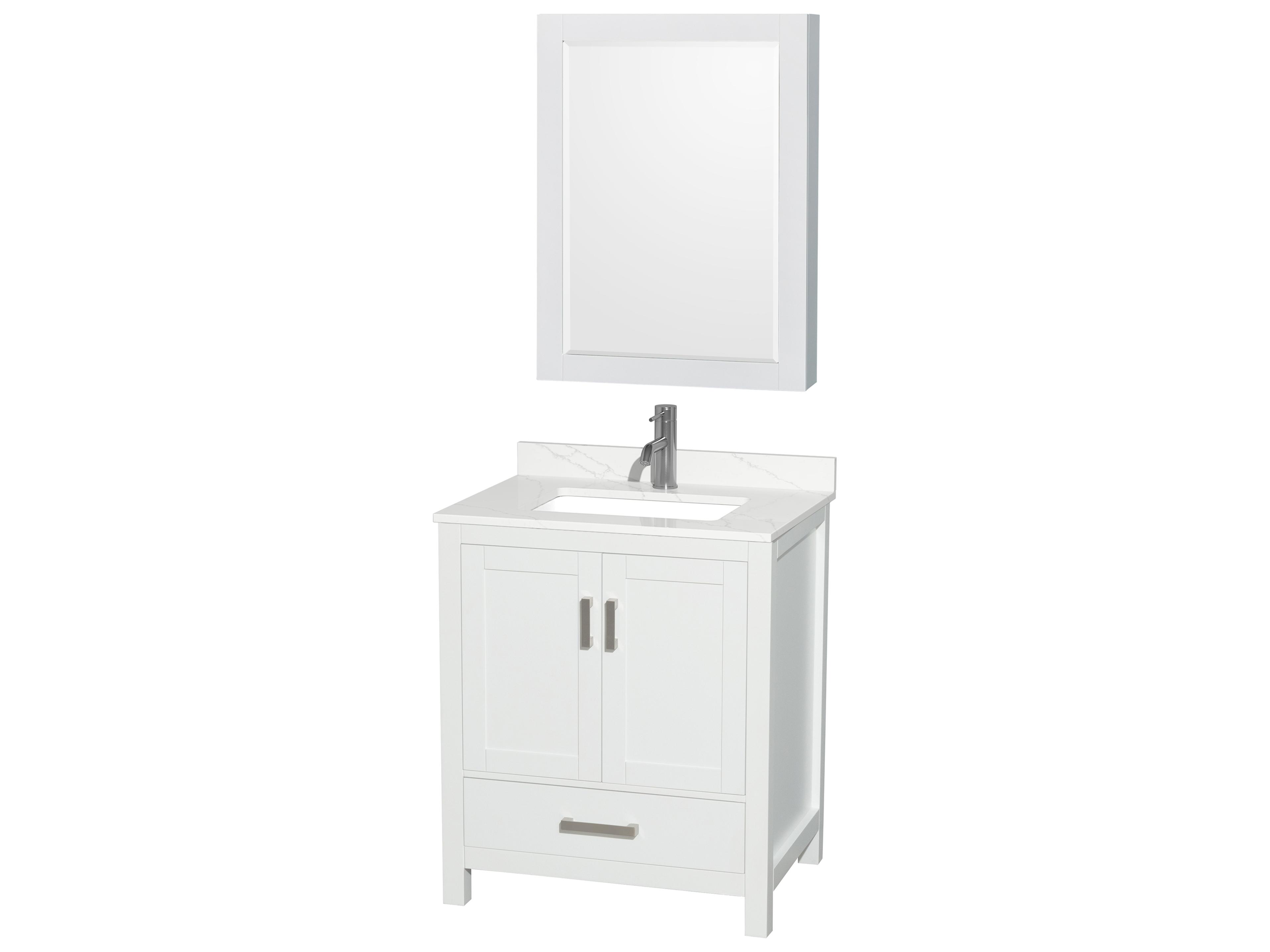 Wyndham Collection Sheffield 30" White Vanity with Medicine Cabinet