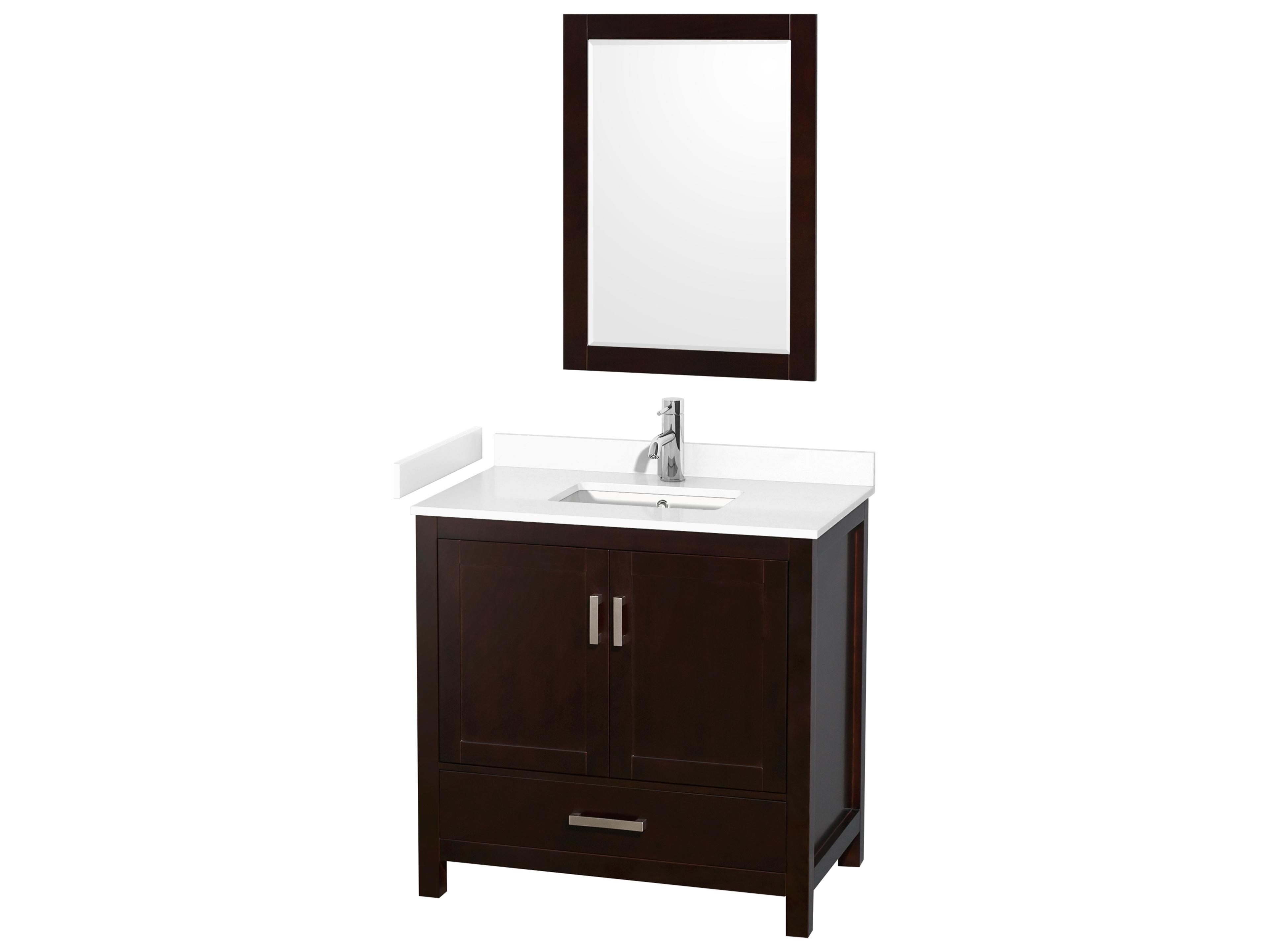 Wyndham Collection Sheffield 36" Espresso Vanity with 24" Mirror