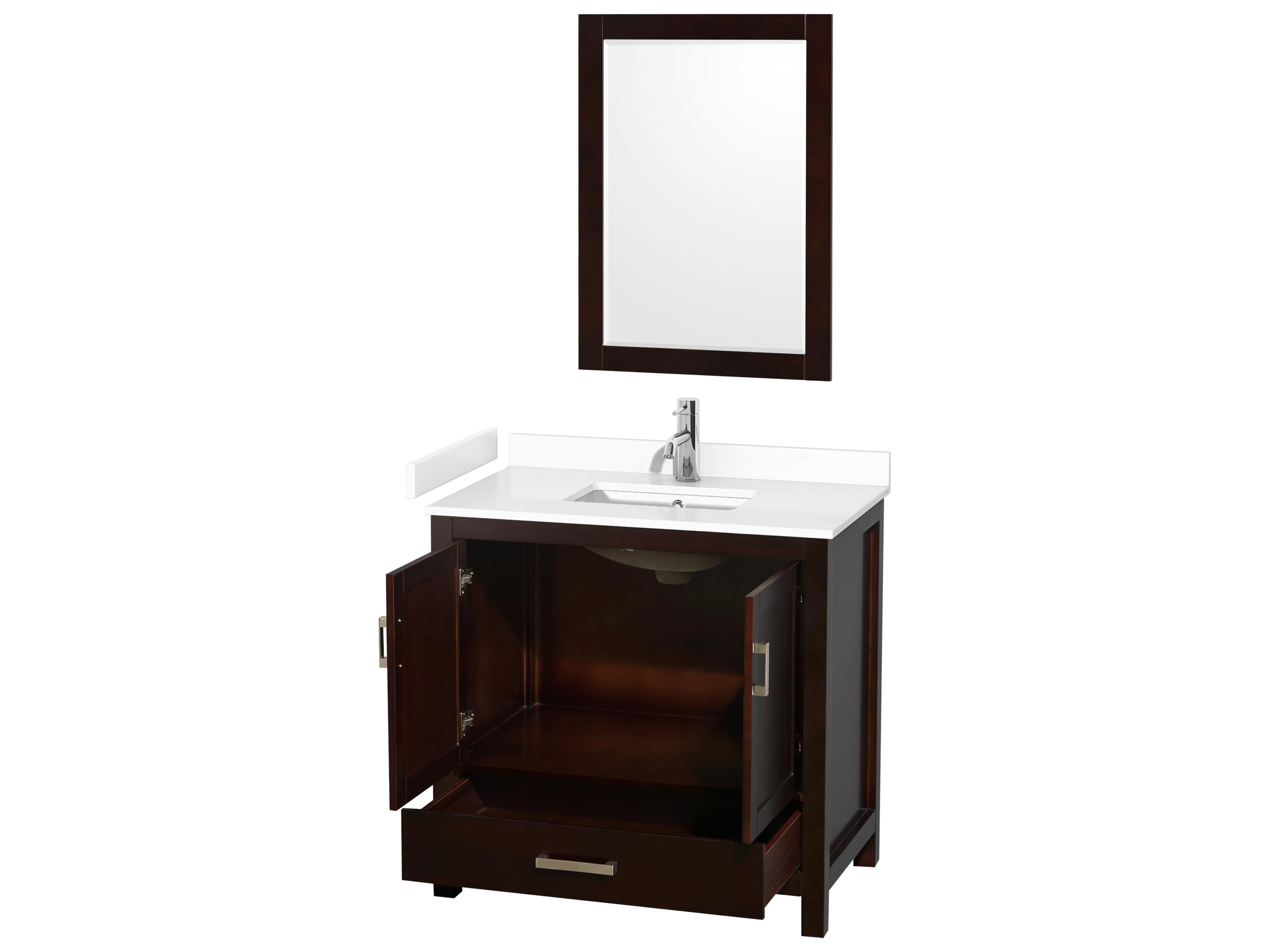 Wyndham Collection Sheffield 36" Espresso Vanity with 24" Mirror