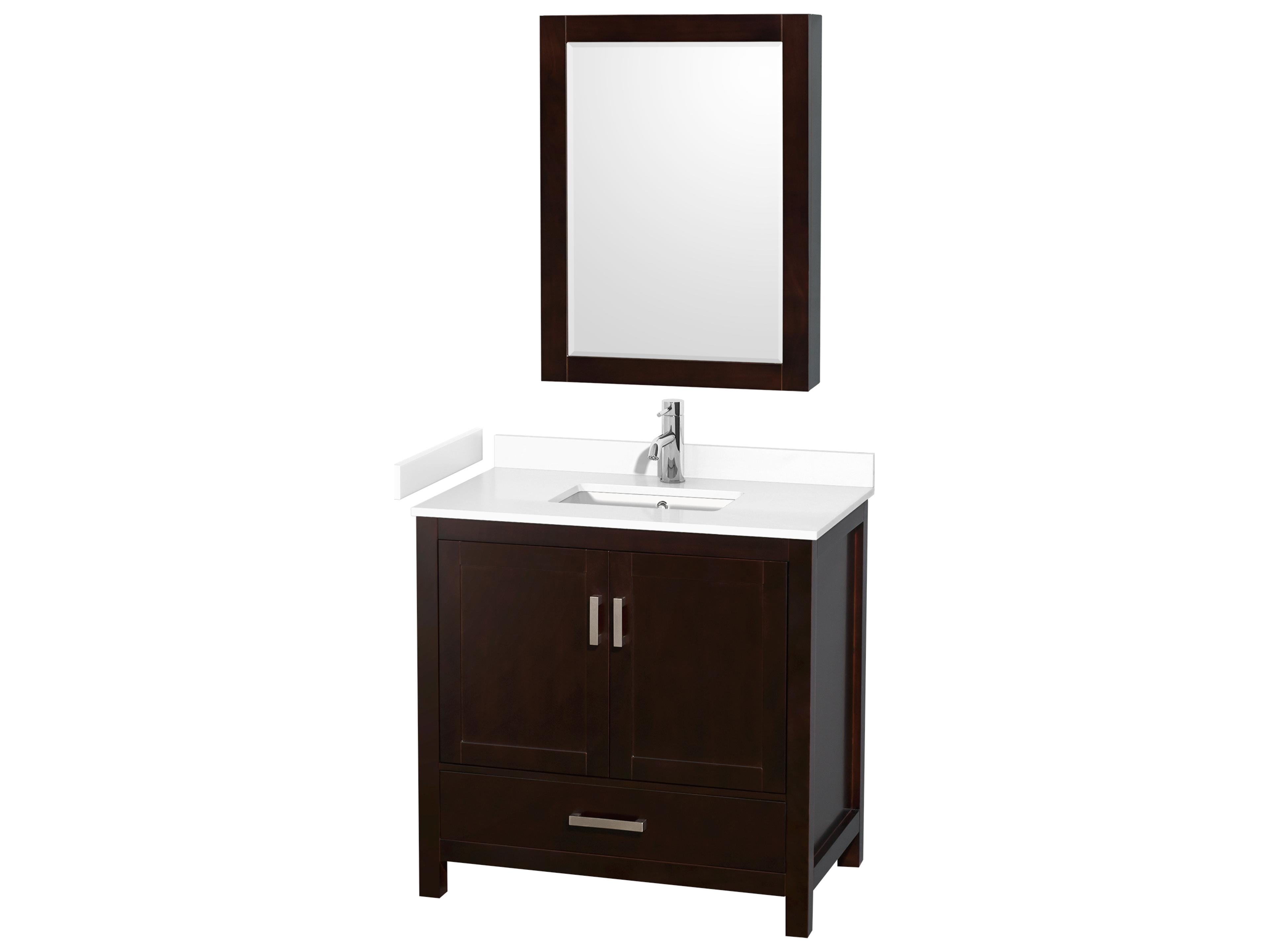 Wyndham Collection Sheffield 36" Espresso Vanity with Medicine Cabinet