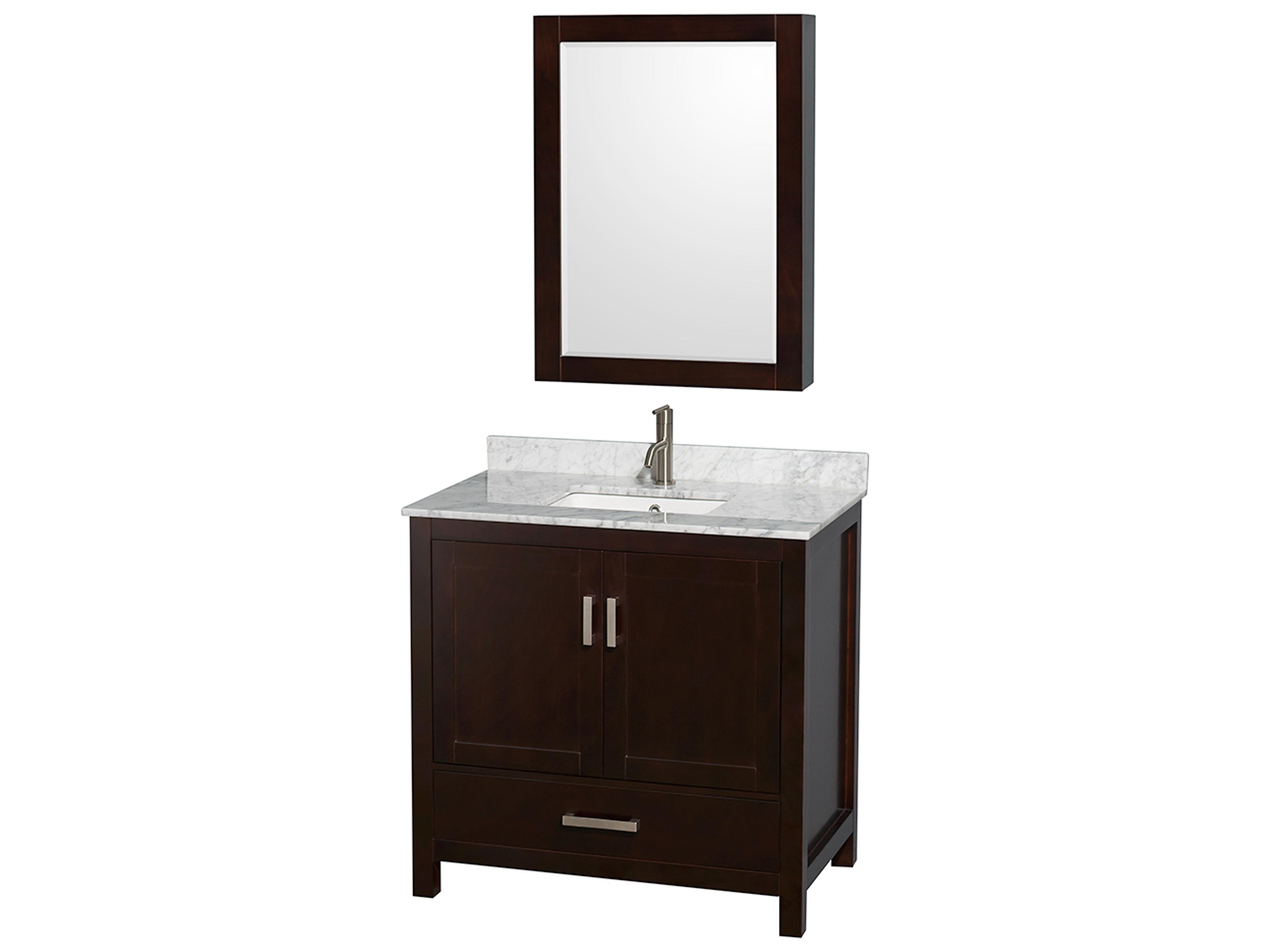 Wyndham Collection Sheffield 36" Espresso Vanity with Medicine Cabinet