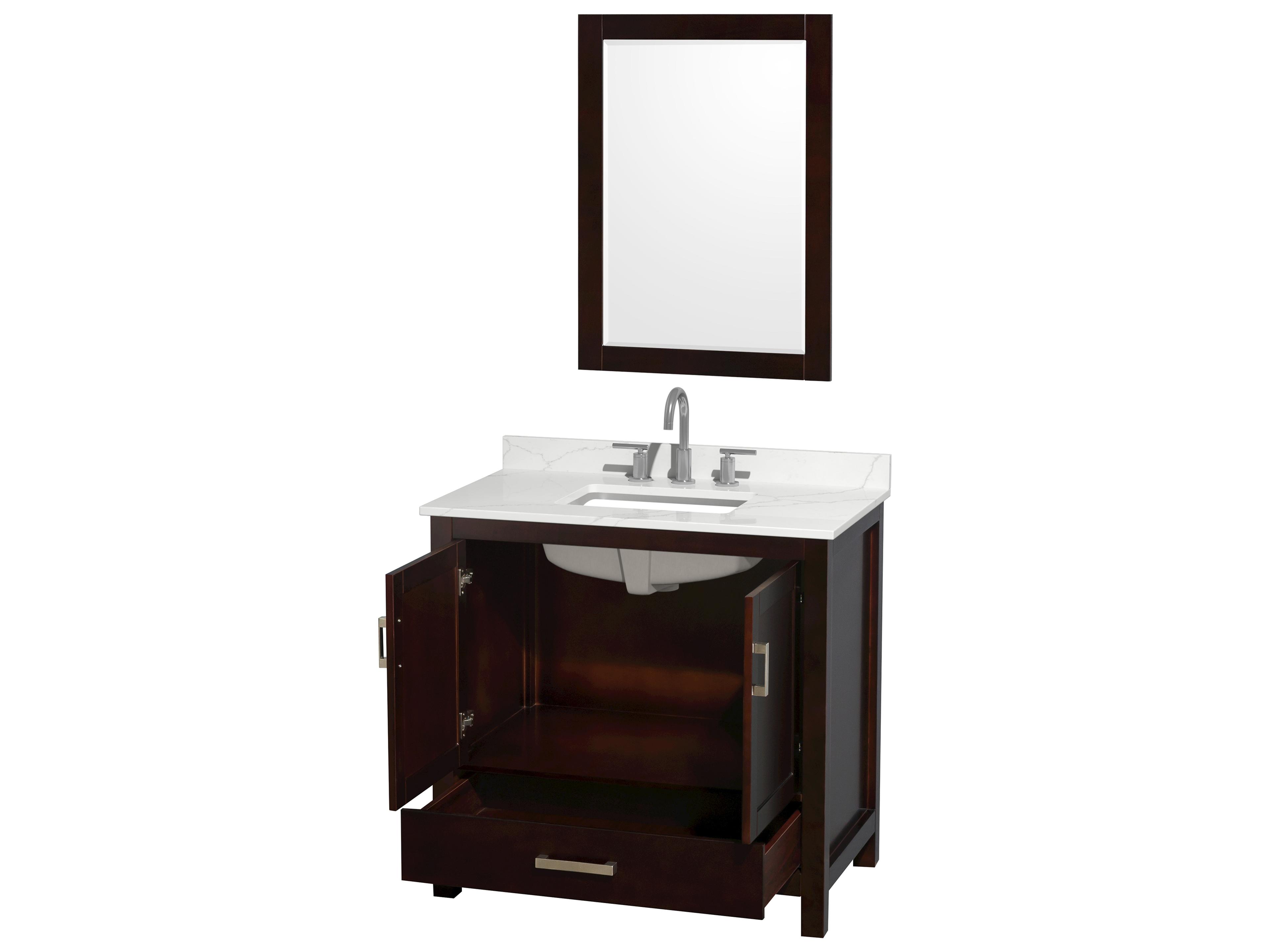 Wyndham Collection Sheffield 36" Espresso Vanity with 24" Mirror