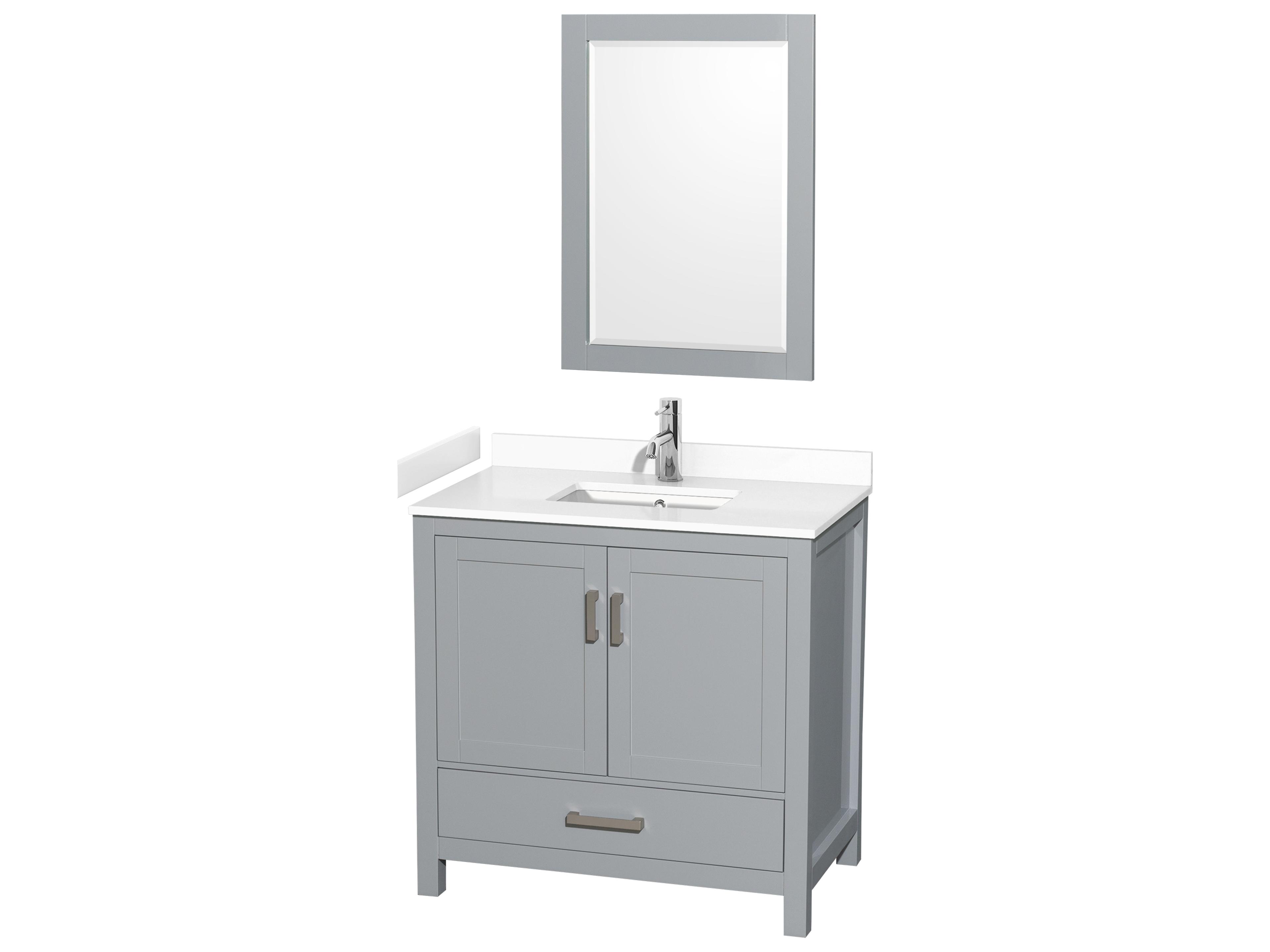Wyndham Collection Sheffield 36" Gray Vanity with 24" Mirror