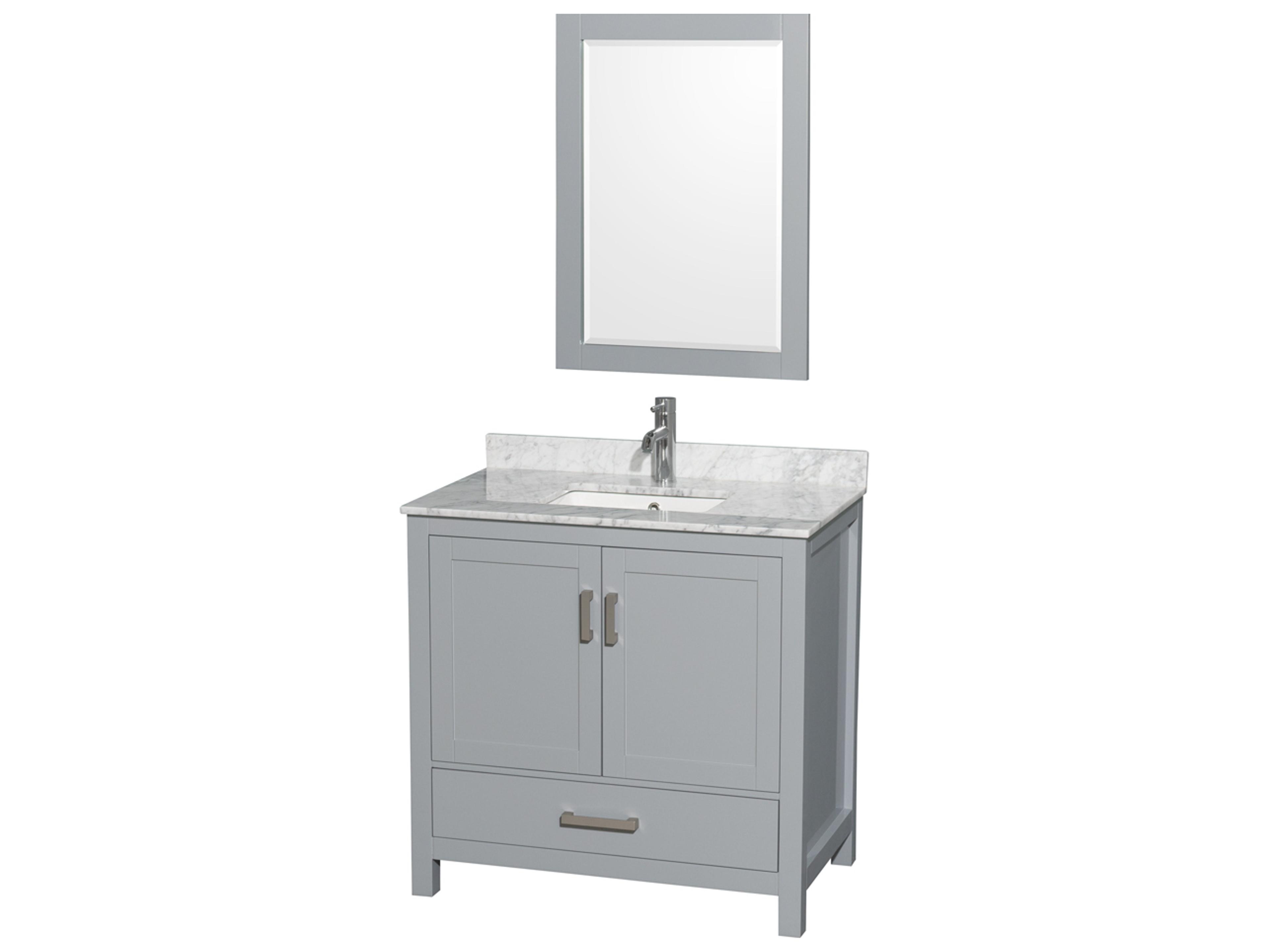 Wyndham Collection Sheffield 36" Gray Vanity with 24" Mirror
