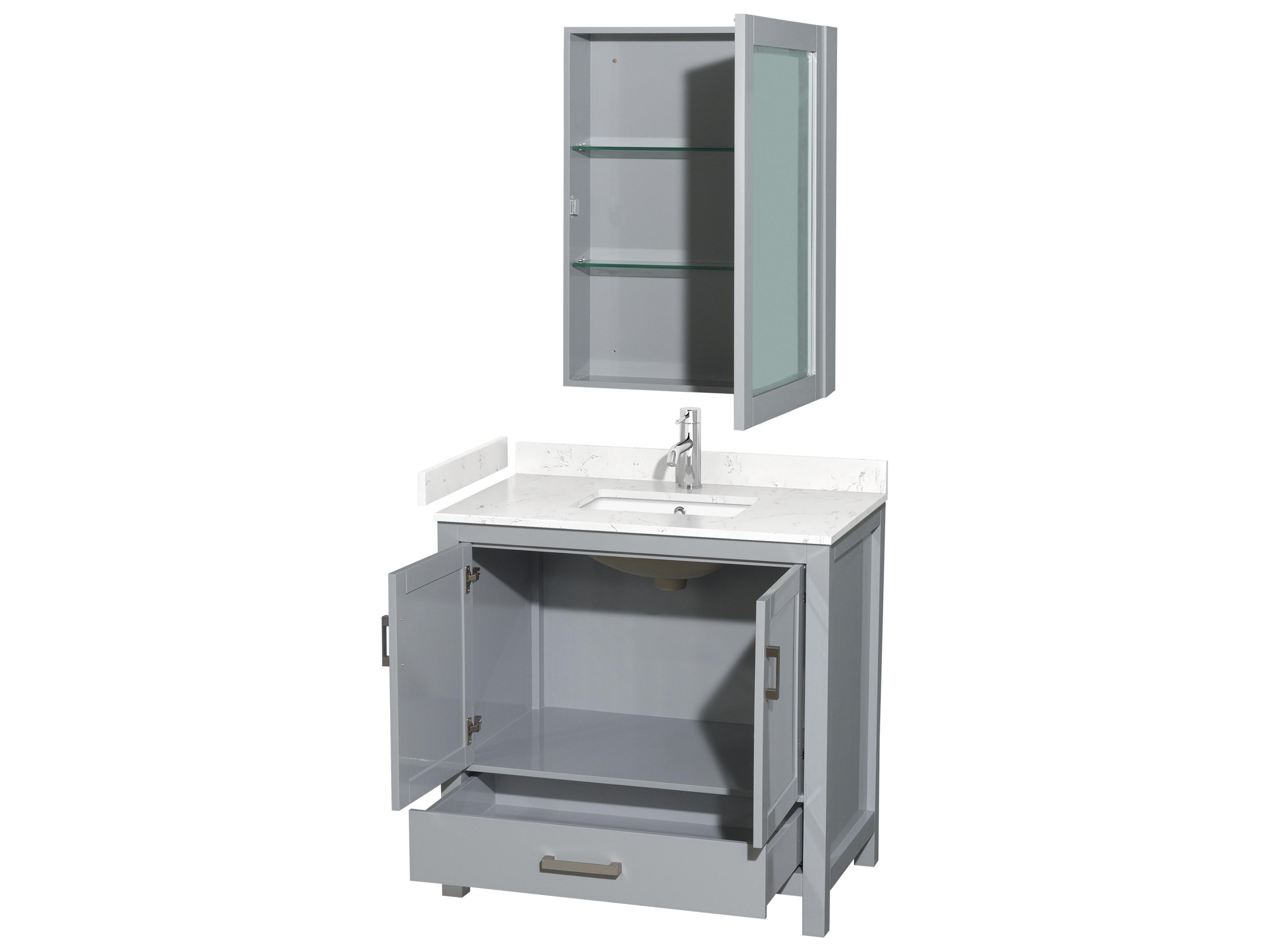 Wyndham Collection Sheffield 36" Gray Vanity with Medicine Cabinet