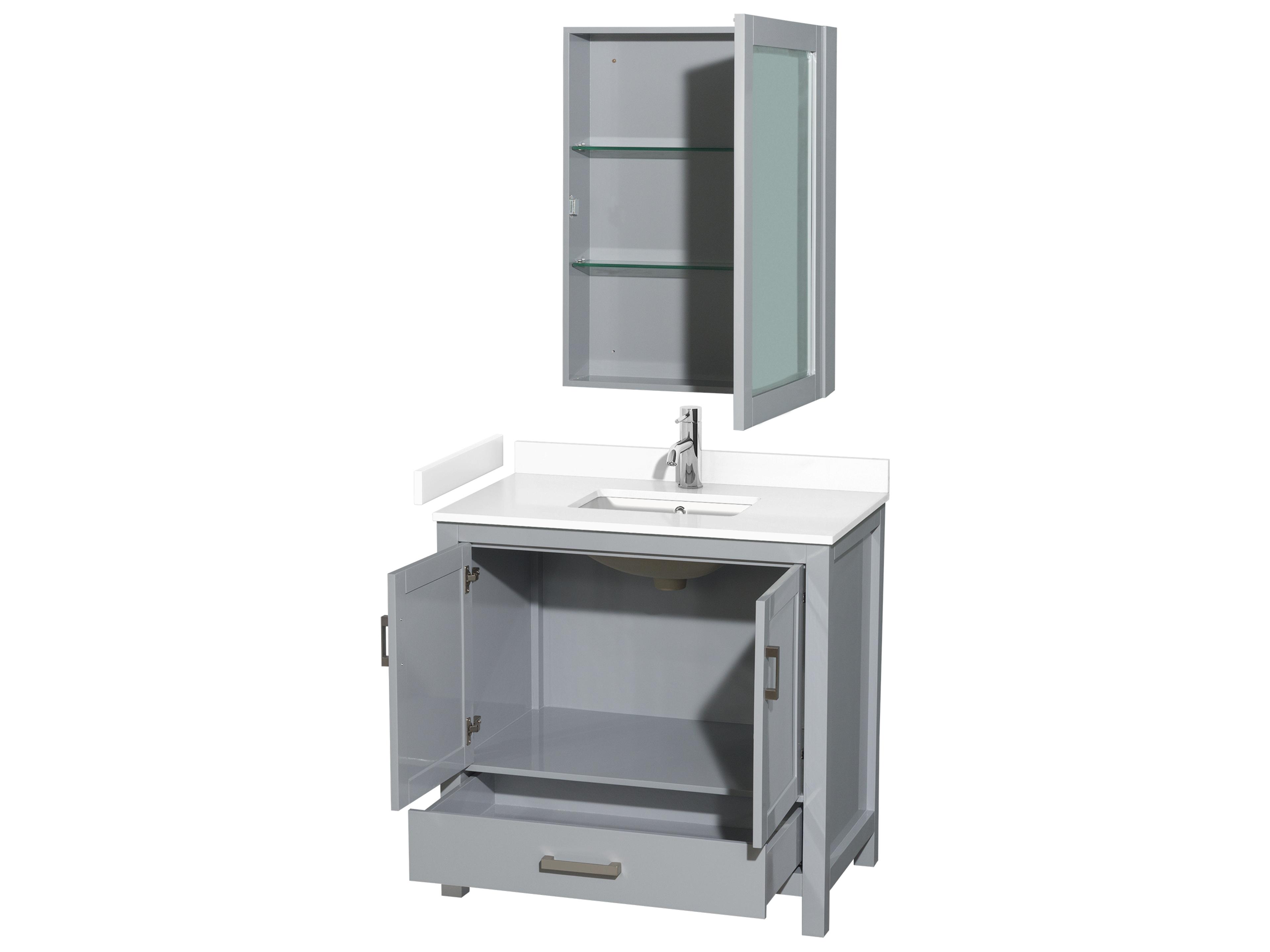 Wyndham Collection Sheffield 36" Gray Vanity with Medicine Cabinet