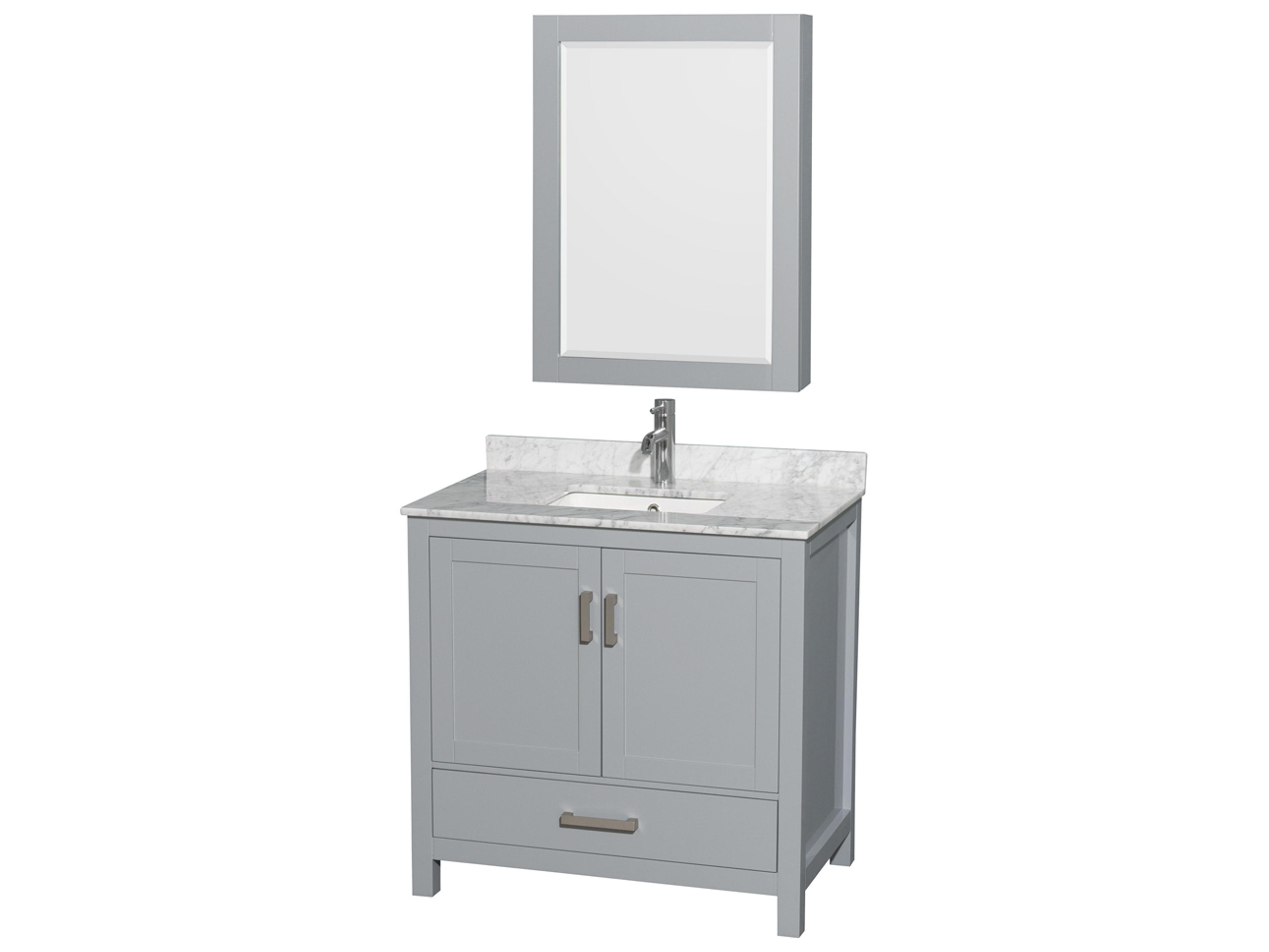 Wyndham Collection Sheffield 36" Gray Vanity with Medicine Cabinet