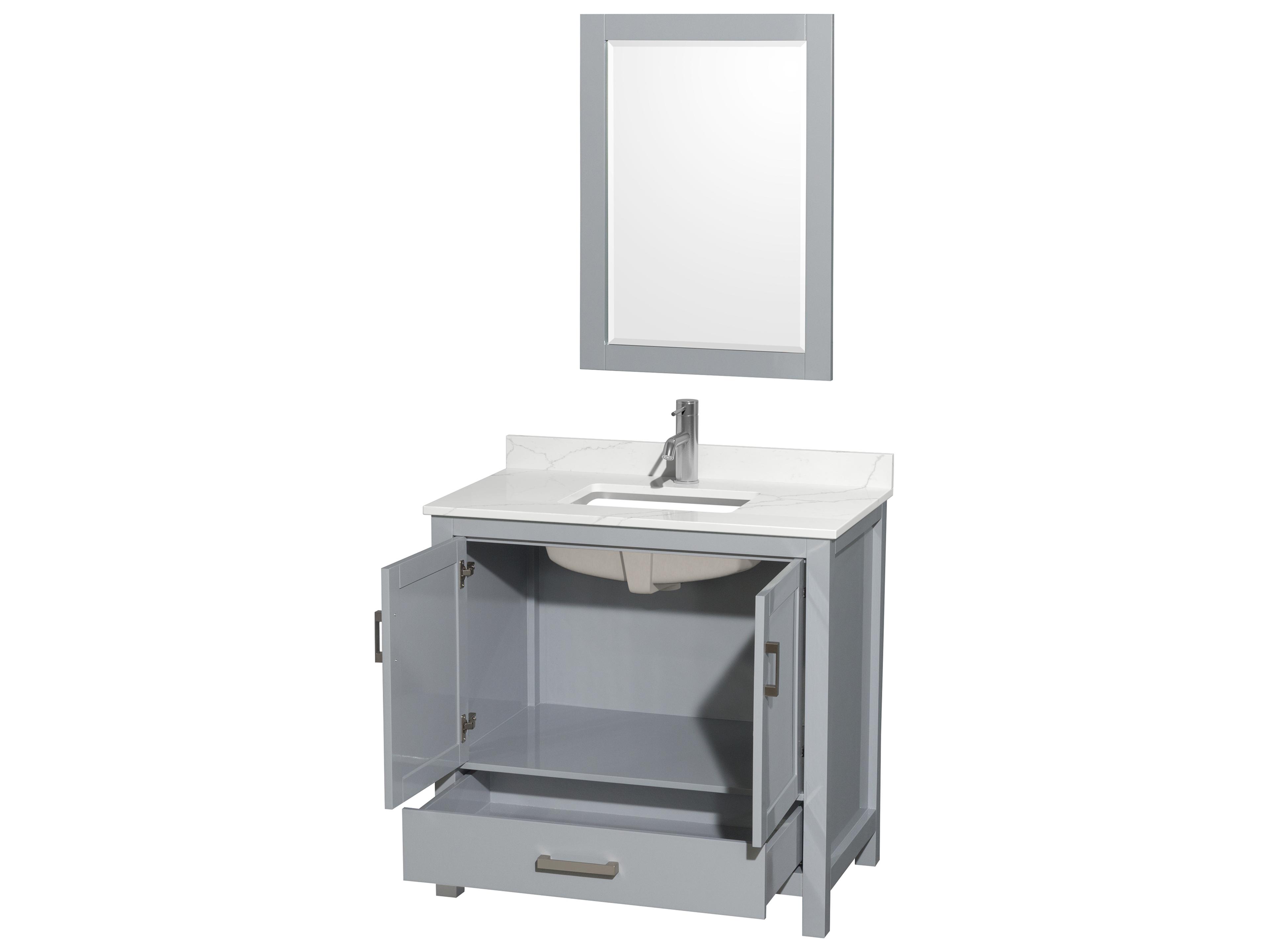 Wyndham Collection Sheffield 36" Gray Vanity with 24" Mirror