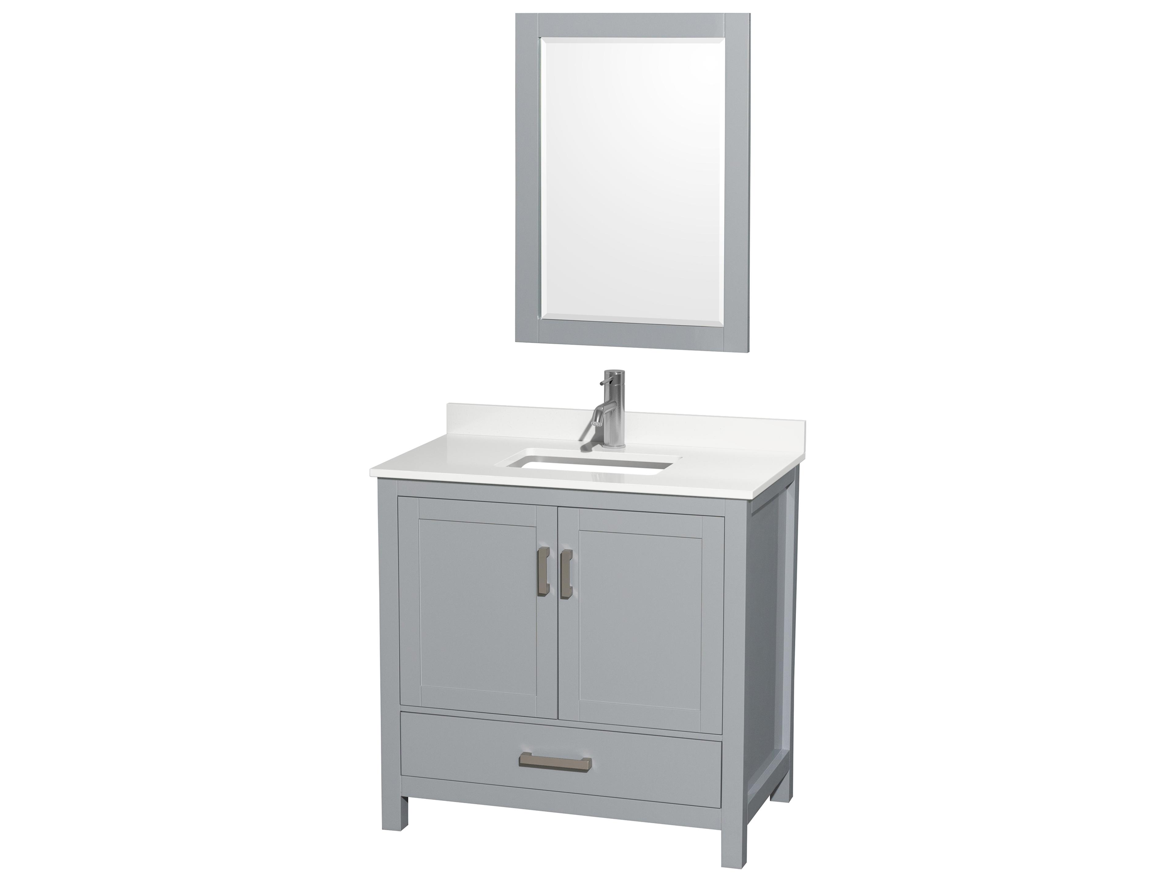 Wyndham Collection Sheffield 36" Gray Vanity with 24" Mirror
